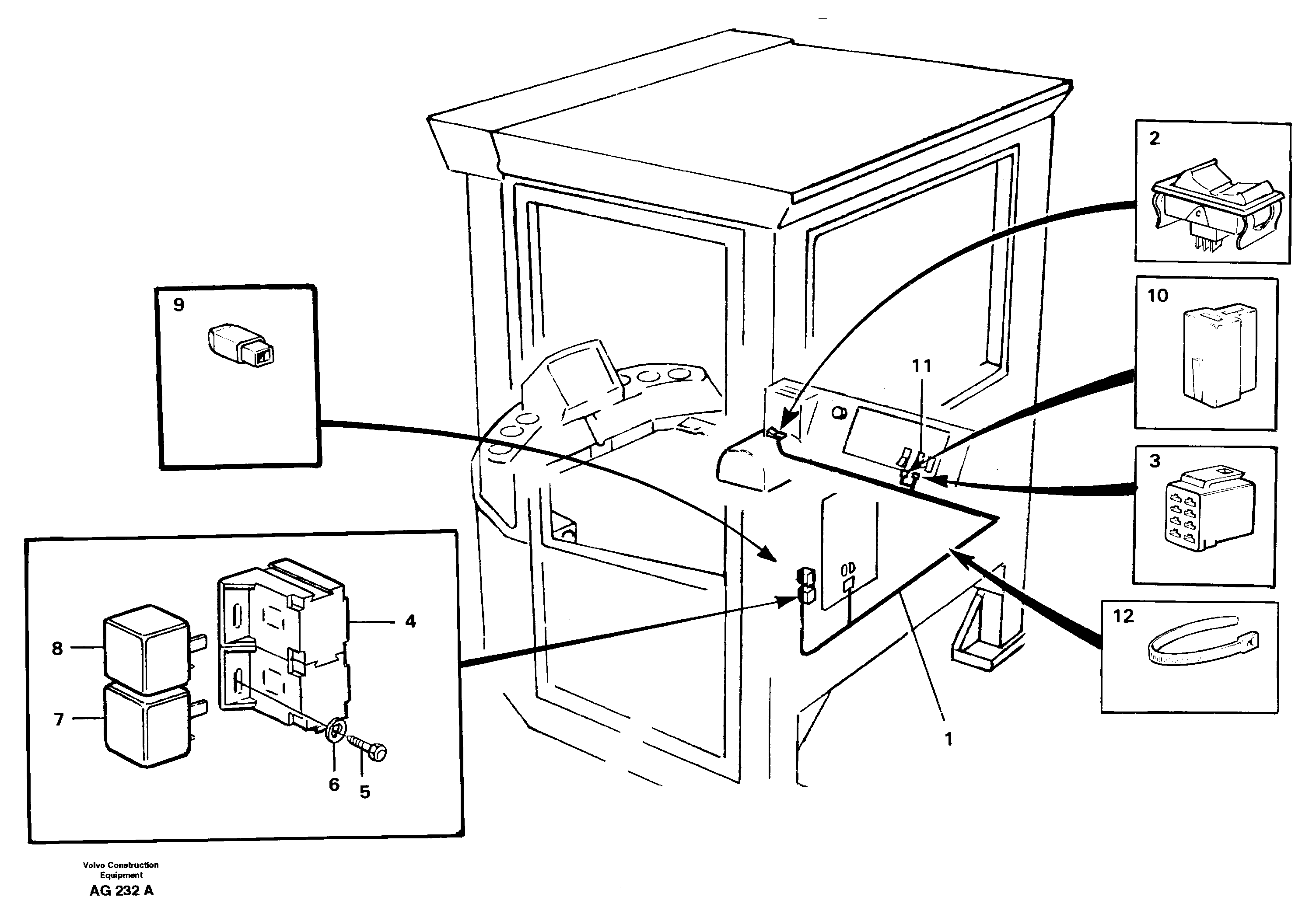 Схема запчастей Volvo L50B - 47539 Electrical system: Forward/reverse switch L50B/L50C VOLVO BM VOLVO BM L50B/L50C SER NO - 10966