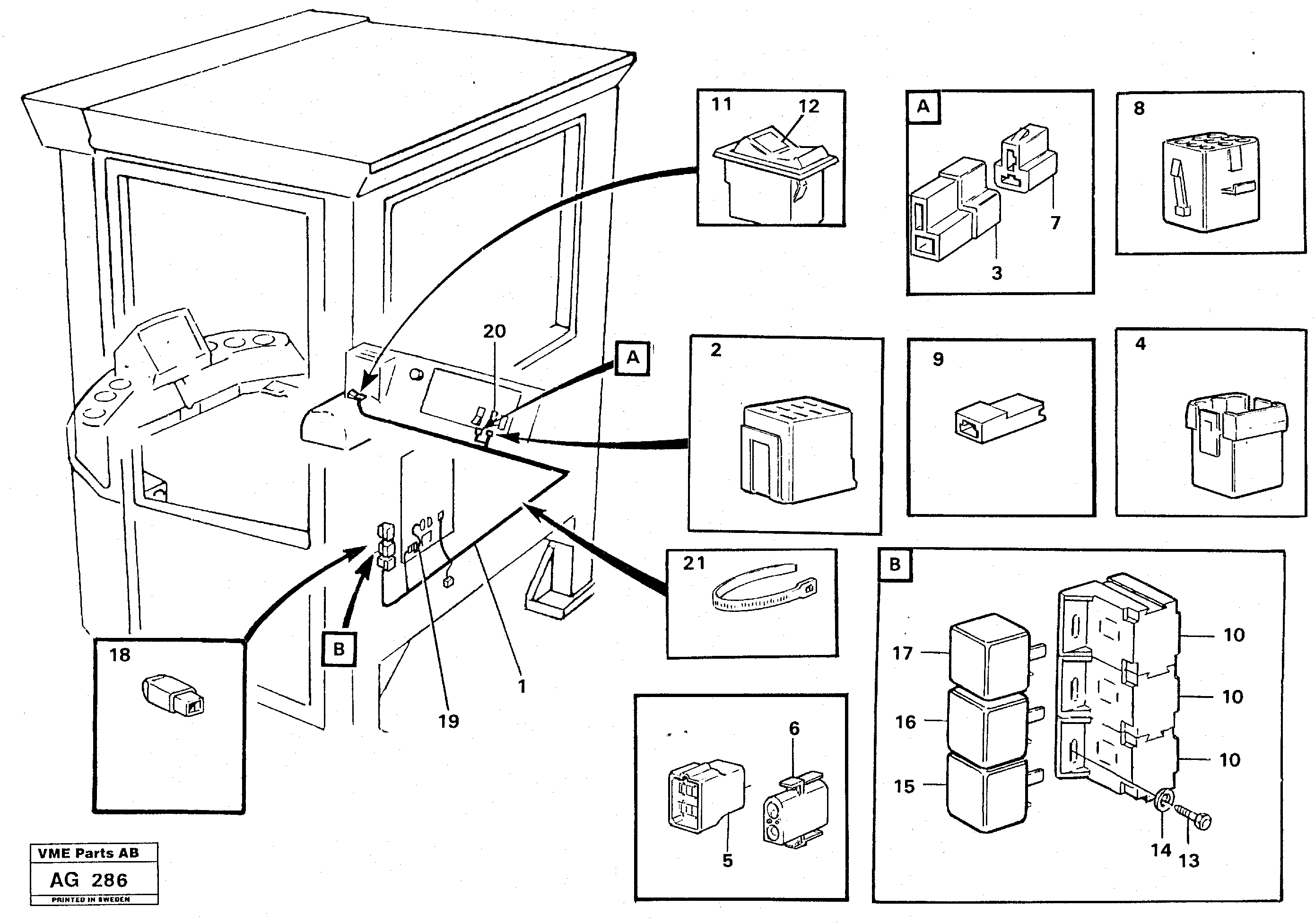 Схема запчастей Volvo L50B - 47541 Electrical system: Forward/reverse switch L50B/L50C VOLVO BM VOLVO BM L50B/L50C SER NO - 10966
