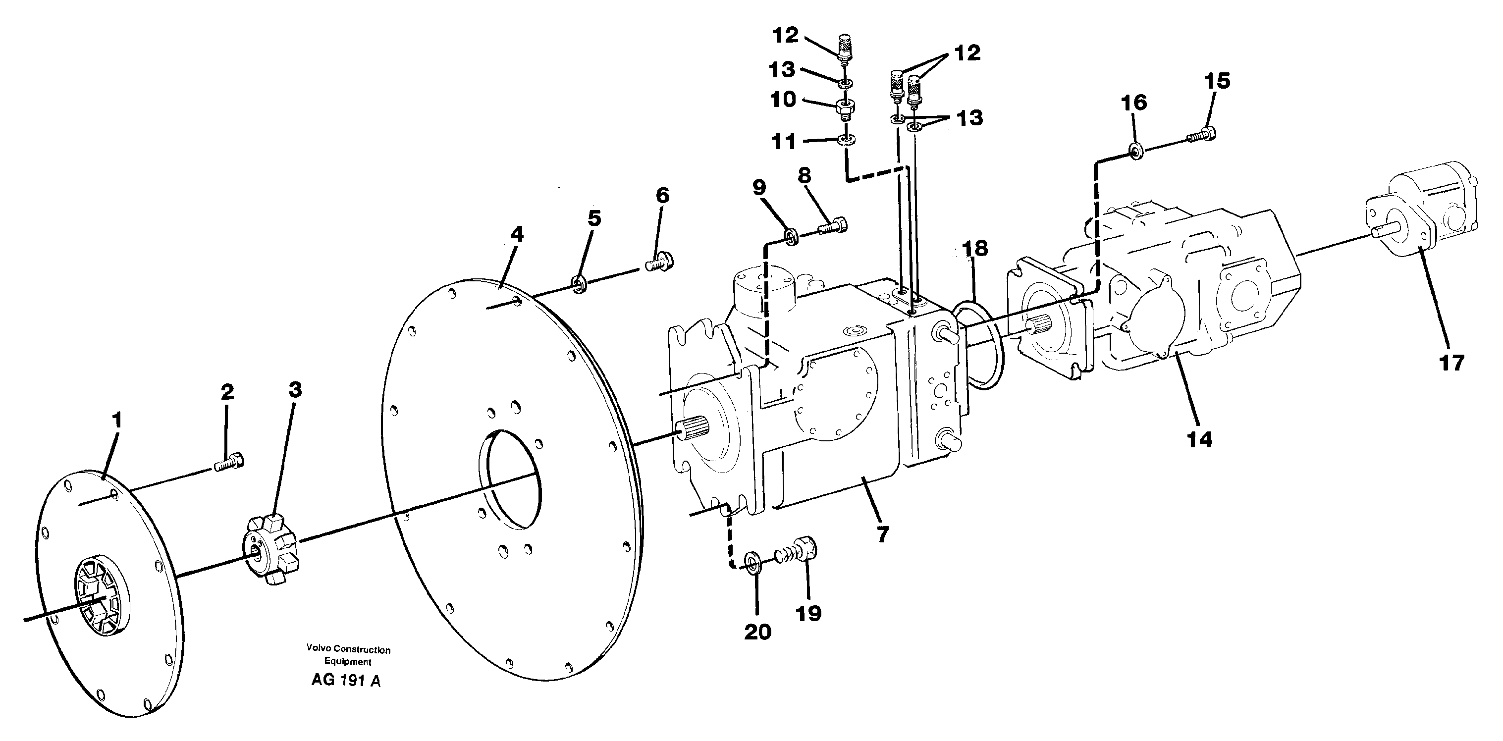 Схема запчастей Volvo L50B - 92801 Pump, Mounting L50B/L50C VOLVO BM VOLVO BM L50B/L50C SER NO - 10966