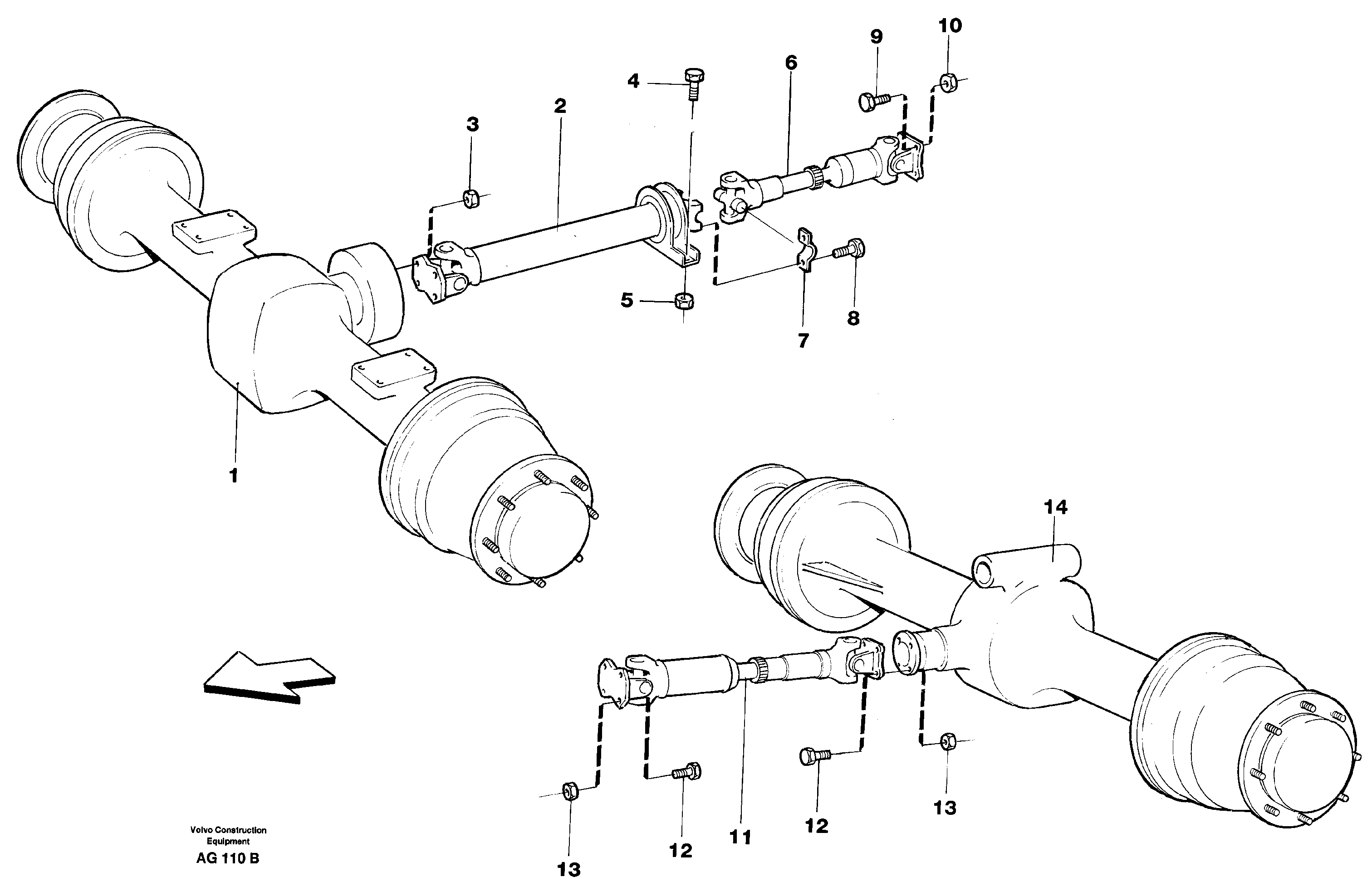 Схема запчастей Volvo L50B - 26619 Propeller shaft, mounting L50B/L50C VOLVO BM VOLVO BM L50B/L50C SER NO - 10966