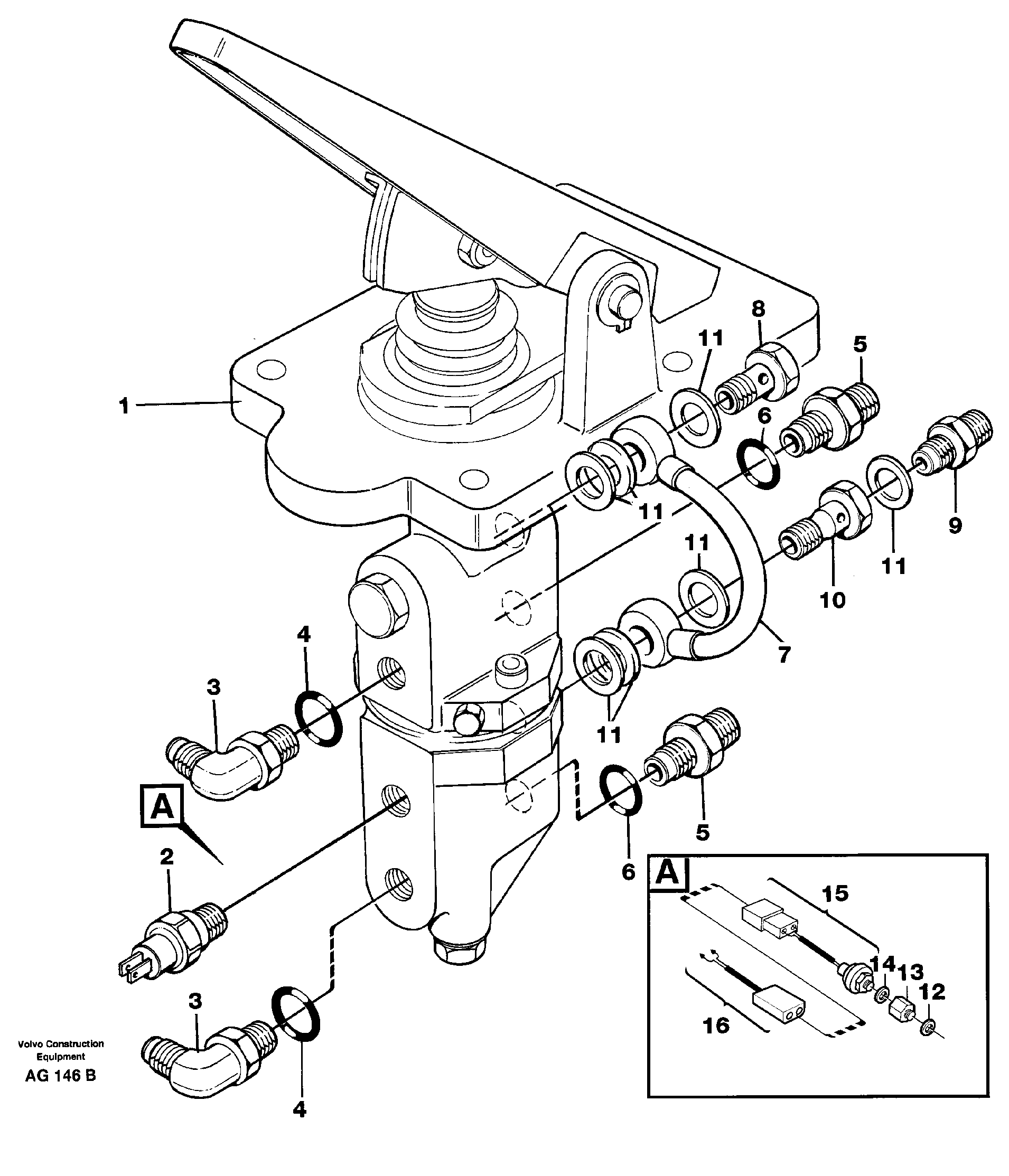 Схема запчастей Volvo L50B - 5391 Footbrake valve Mounting L50B/L50C VOLVO BM VOLVO BM L50B/L50C SER NO - 10966