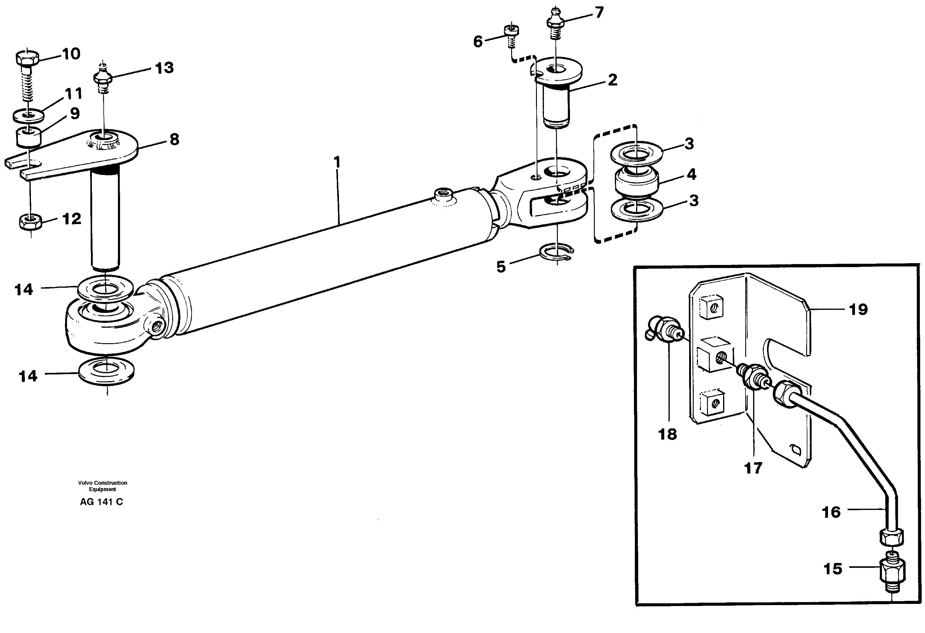 Схема запчастей Volvo L50B - 54144 Hydraulic cylinder, assembly L50B/L50C VOLVO BM VOLVO BM L50B/L50C SER NO - 10966