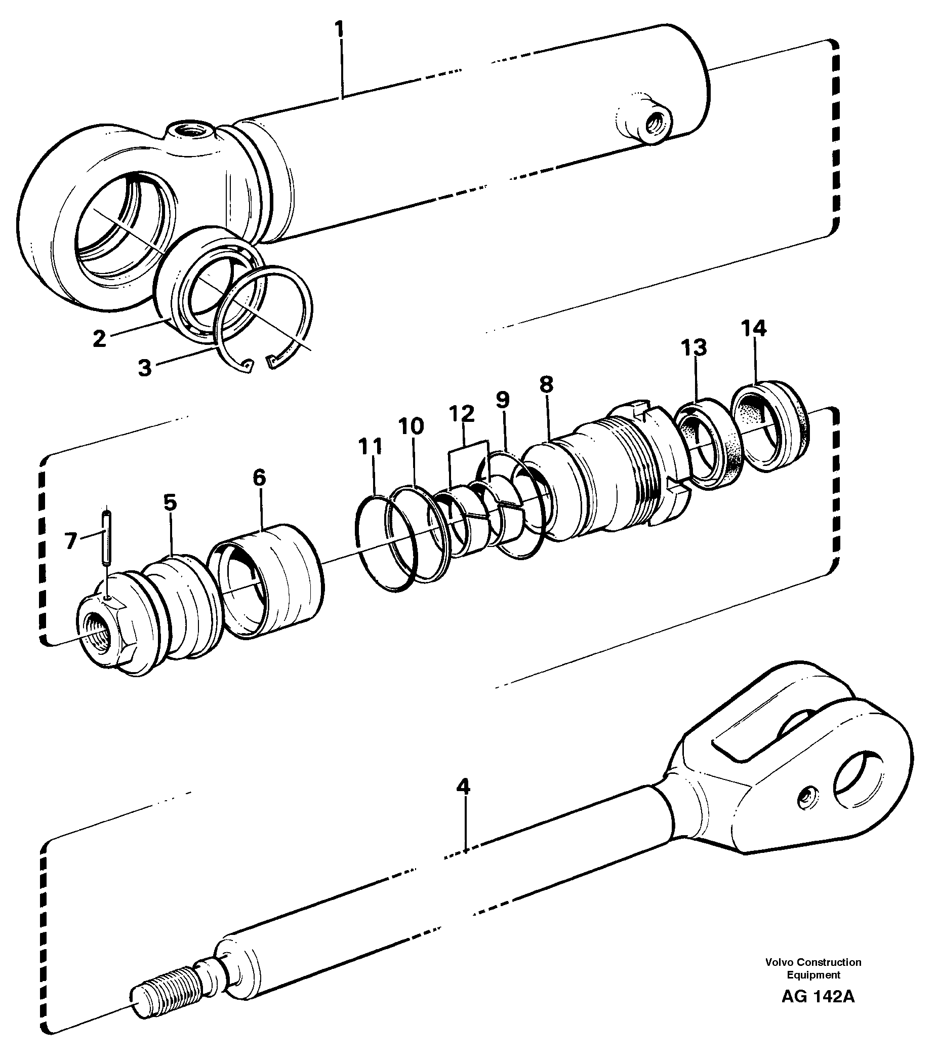 Схема запчастей Volvo L50B - 54150 Гидроцилиндр L50B/L50C VOLVO BM VOLVO BM L50B/L50C SER NO - 10966