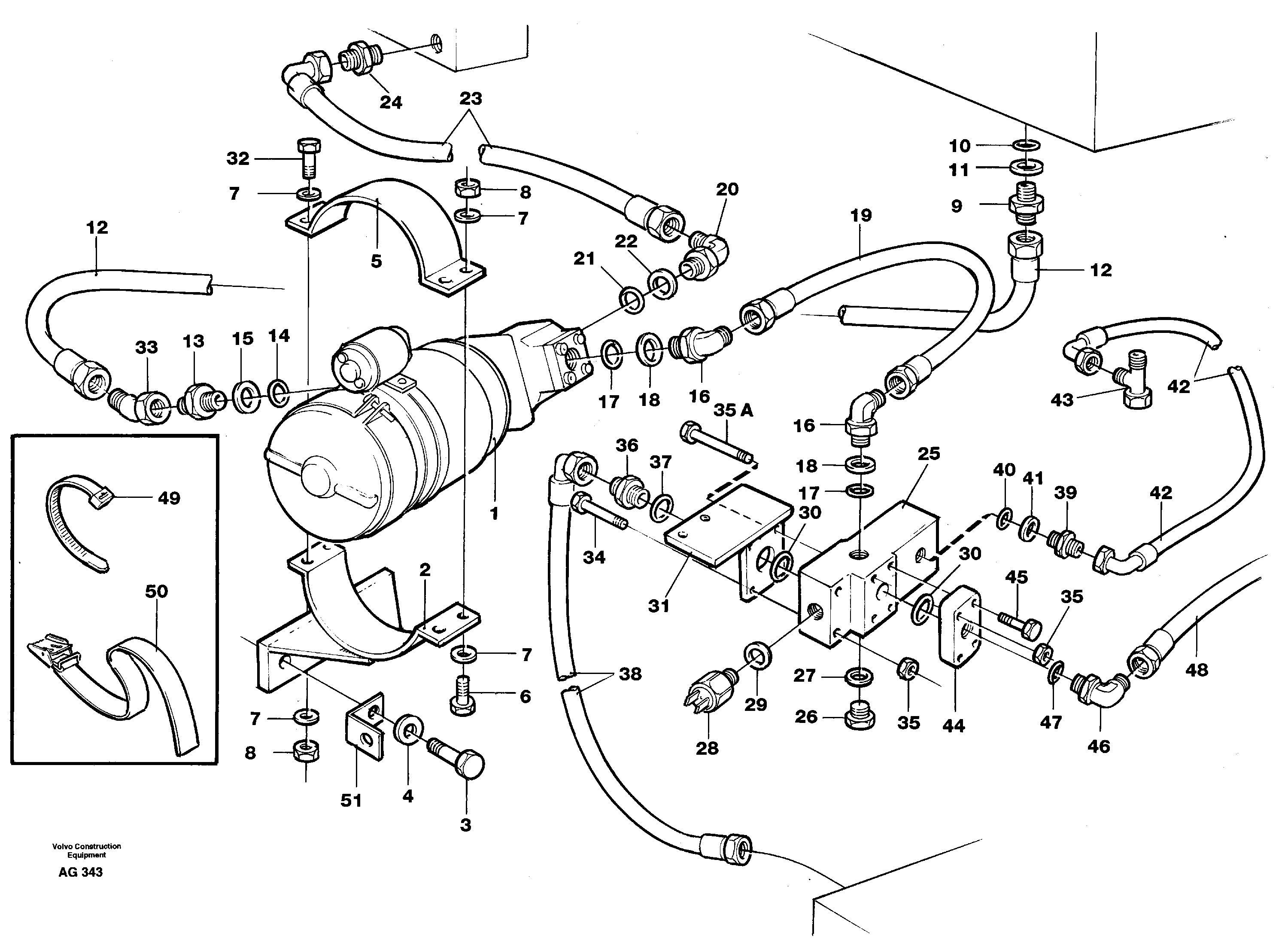 Схема запчастей Volvo L50B - 51942 Auxiliary steering system L50B/L50C VOLVO BM VOLVO BM L50B/L50C SER NO - 10966