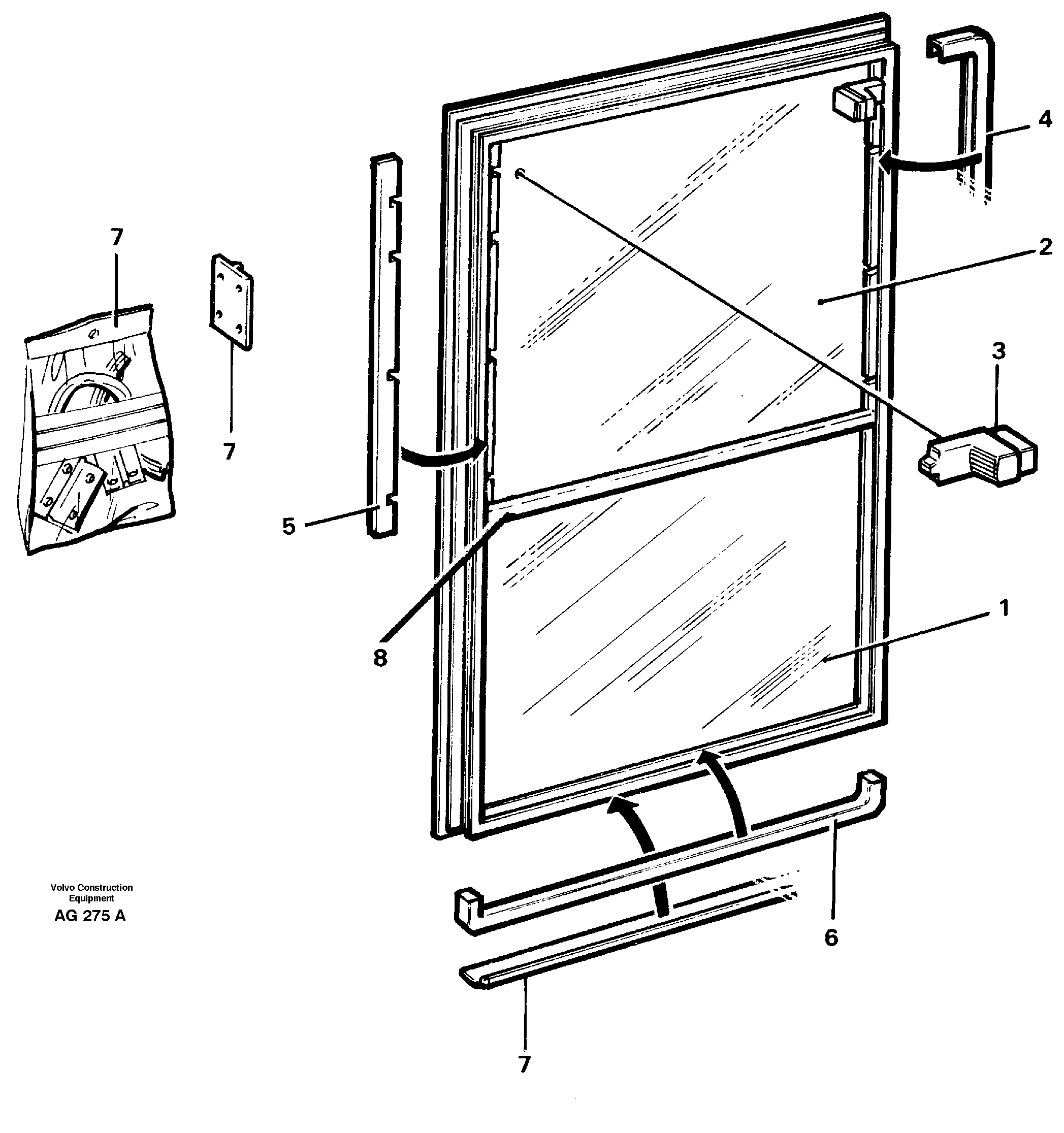 Схема запчастей Volvo L50B - 13564 Sliding window L50B/L50C VOLVO BM VOLVO BM L50B/L50C SER NO - 10966