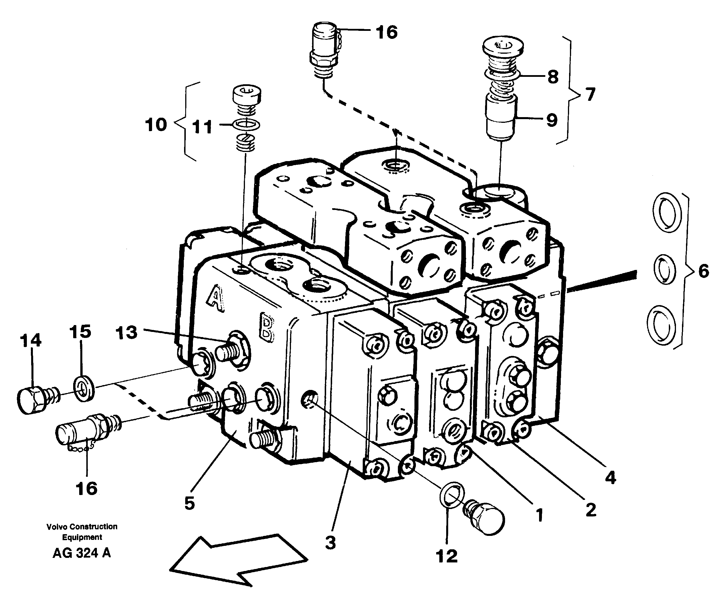 Схема запчастей Volvo L50B - 26434 Hydraulic valve L50B/L50C VOLVO BM VOLVO BM L50B/L50C SER NO - 10966