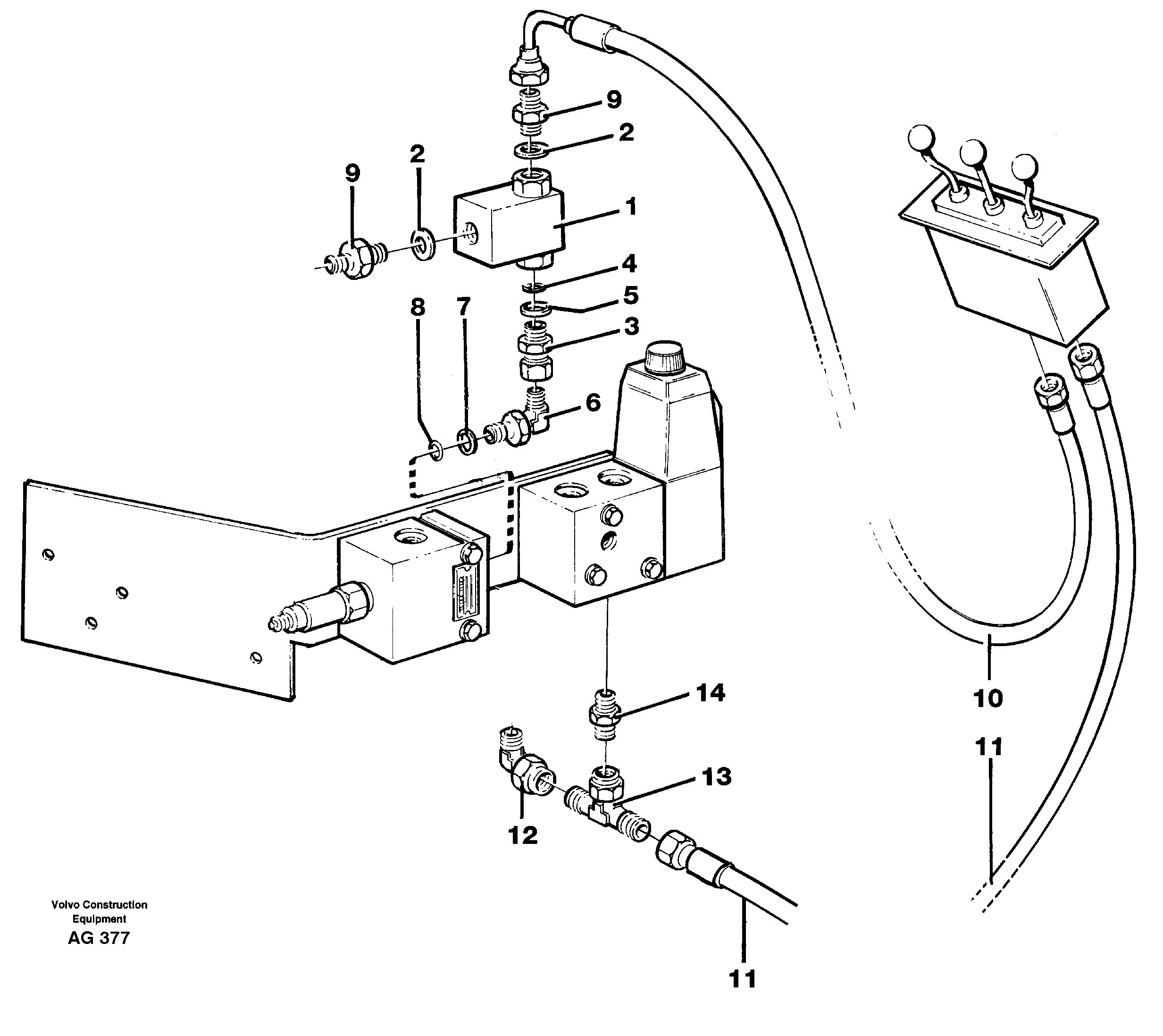 Схема запчастей Volvo L50B - 41489 Servo hydraulic: hydraulic lines L50B/L50C VOLVO BM VOLVO BM L50B/L50C SER NO - 10966