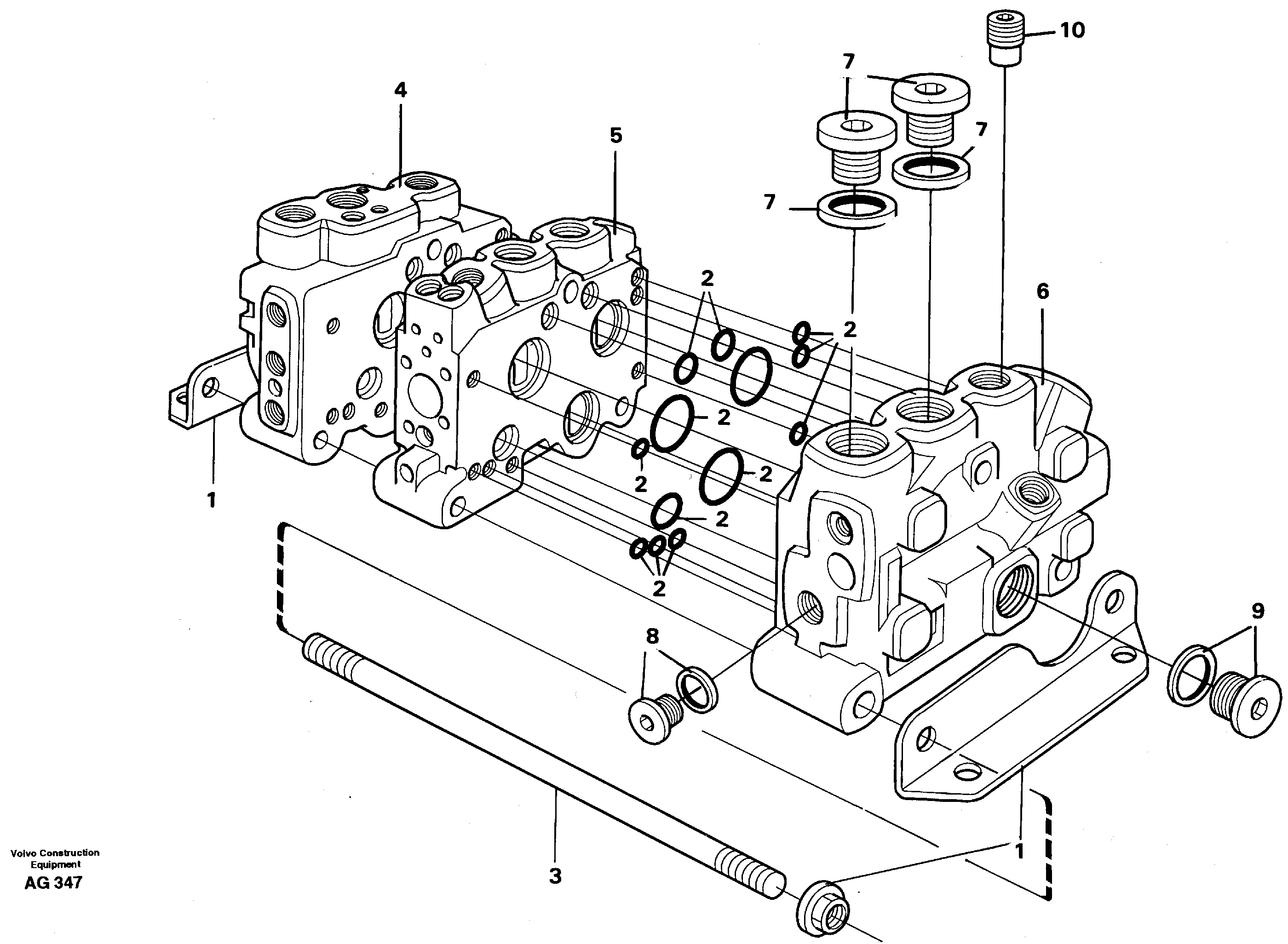 Схема запчастей Volvo L50B - 29807 Valve section with assembly parts L50B/L50C VOLVO BM VOLVO BM L50B/L50C SER NO - 10966