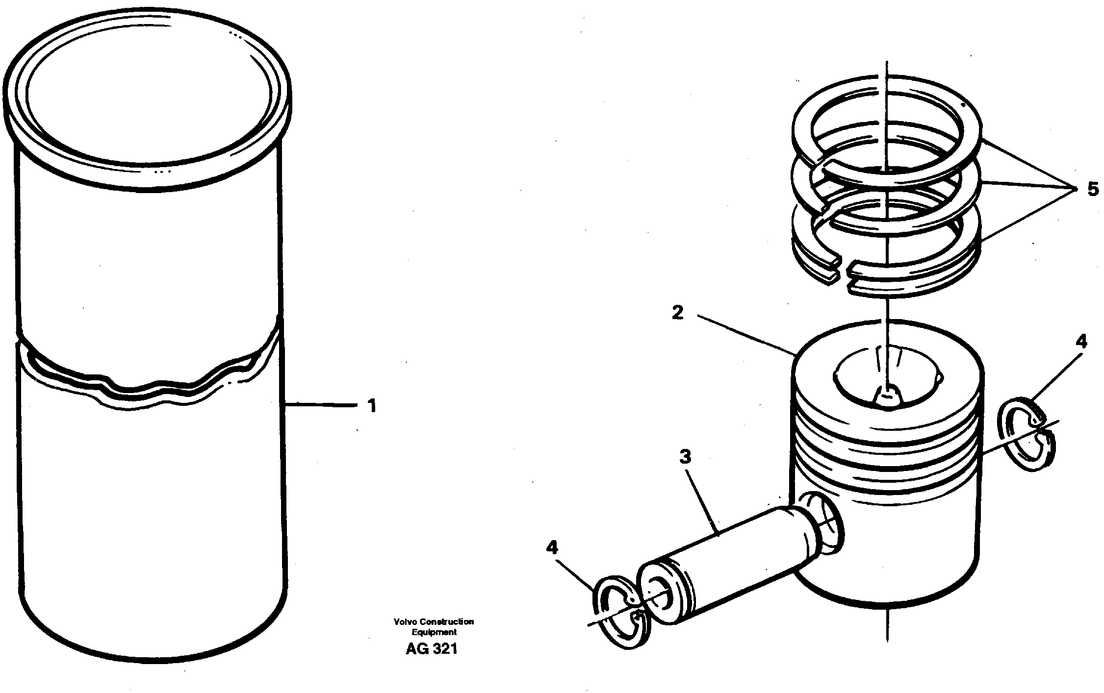 Схема запчастей Volvo L50B - 22512 Cylinder liner and piston L50B/L50C VOLVO BM VOLVO BM L50B/L50C SER NO - 10966