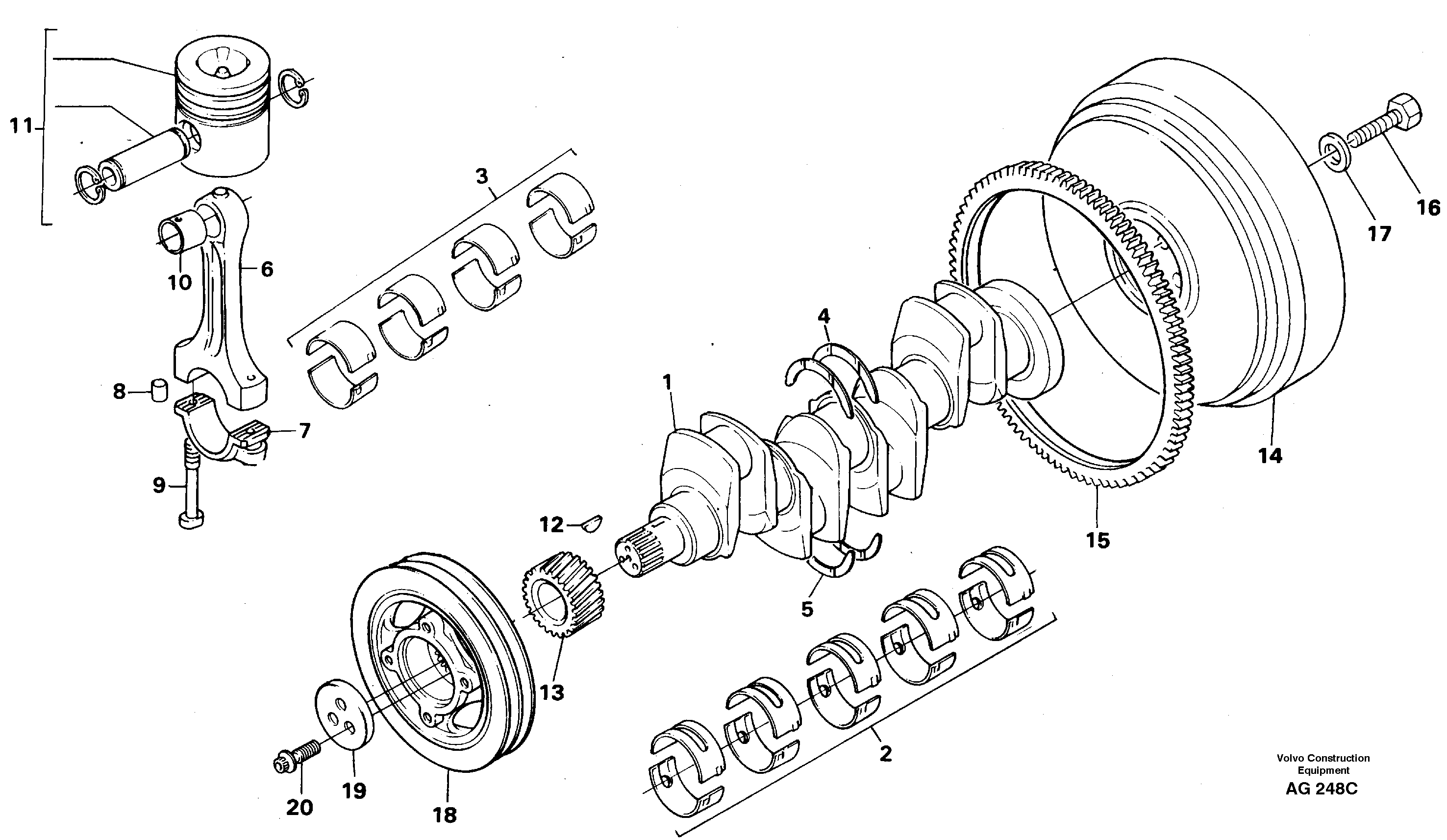 Схема запчастей Volvo L50B - 31167 Crankshaft and related parts L50B/L50C VOLVO BM VOLVO BM L50B/L50C SER NO - 10966