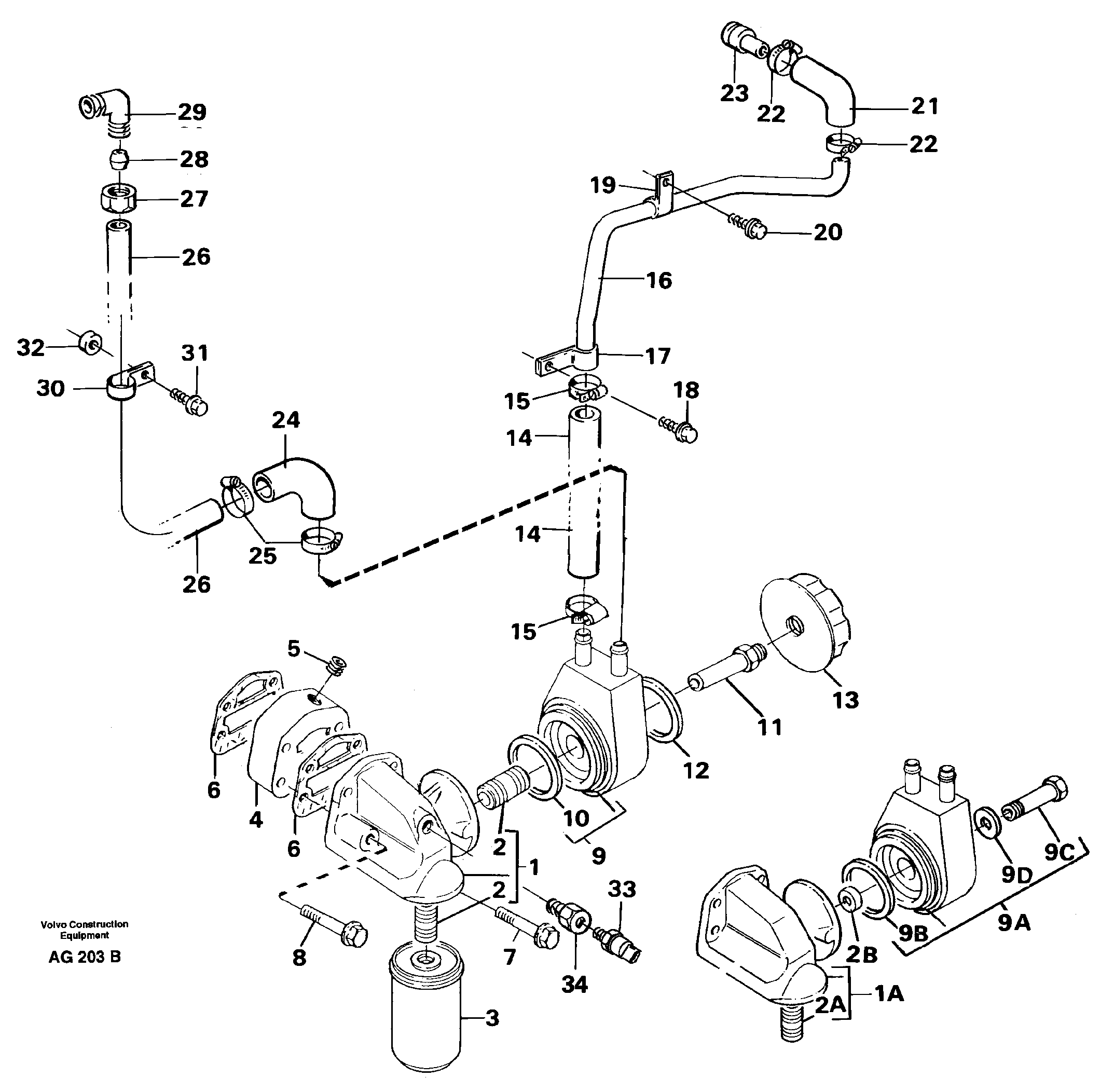 Схема запчастей Volvo L50B - 3280 Масляный радиатор L50B/L50C VOLVO BM VOLVO BM L50B/L50C SER NO - 10966