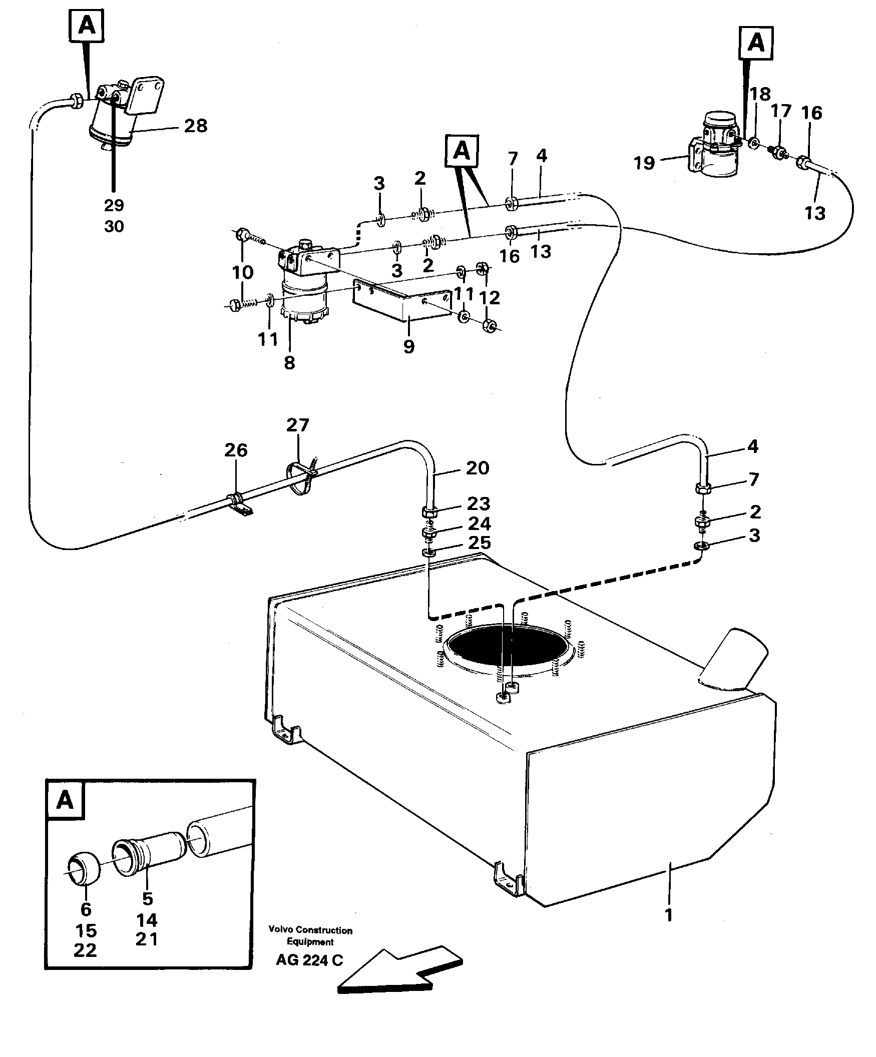 Схема запчастей Volvo L50B - 87005 Fuel system: Fuel tank - fuel pump L50B/L50C VOLVO BM VOLVO BM L50B/L50C SER NO - 10966