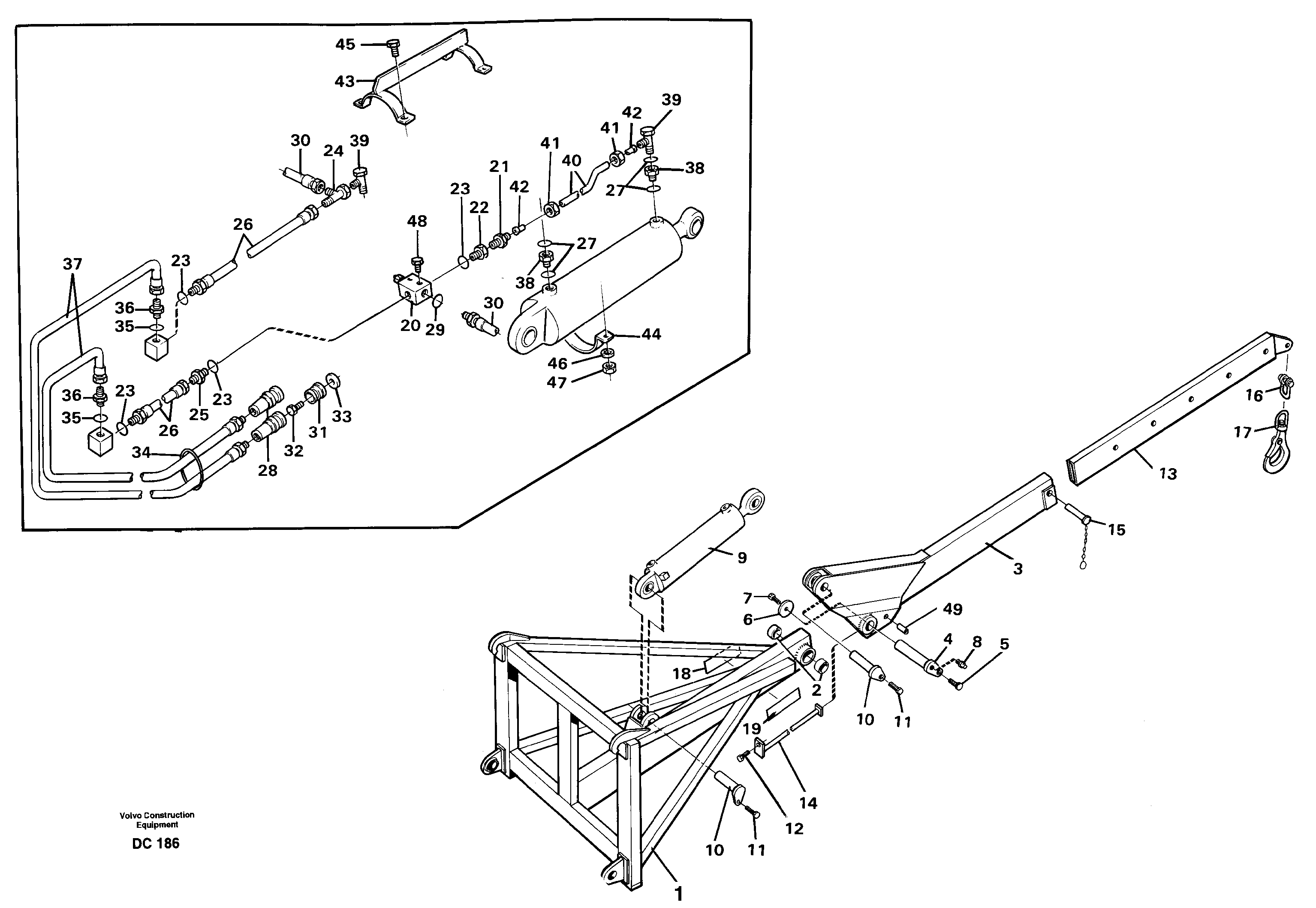 Схема запчастей Volvo L70 - 32627 Lifting arm, luffing ATTACHMENTS ATTACHMENTS WHEEL LOADERS GEN. - C