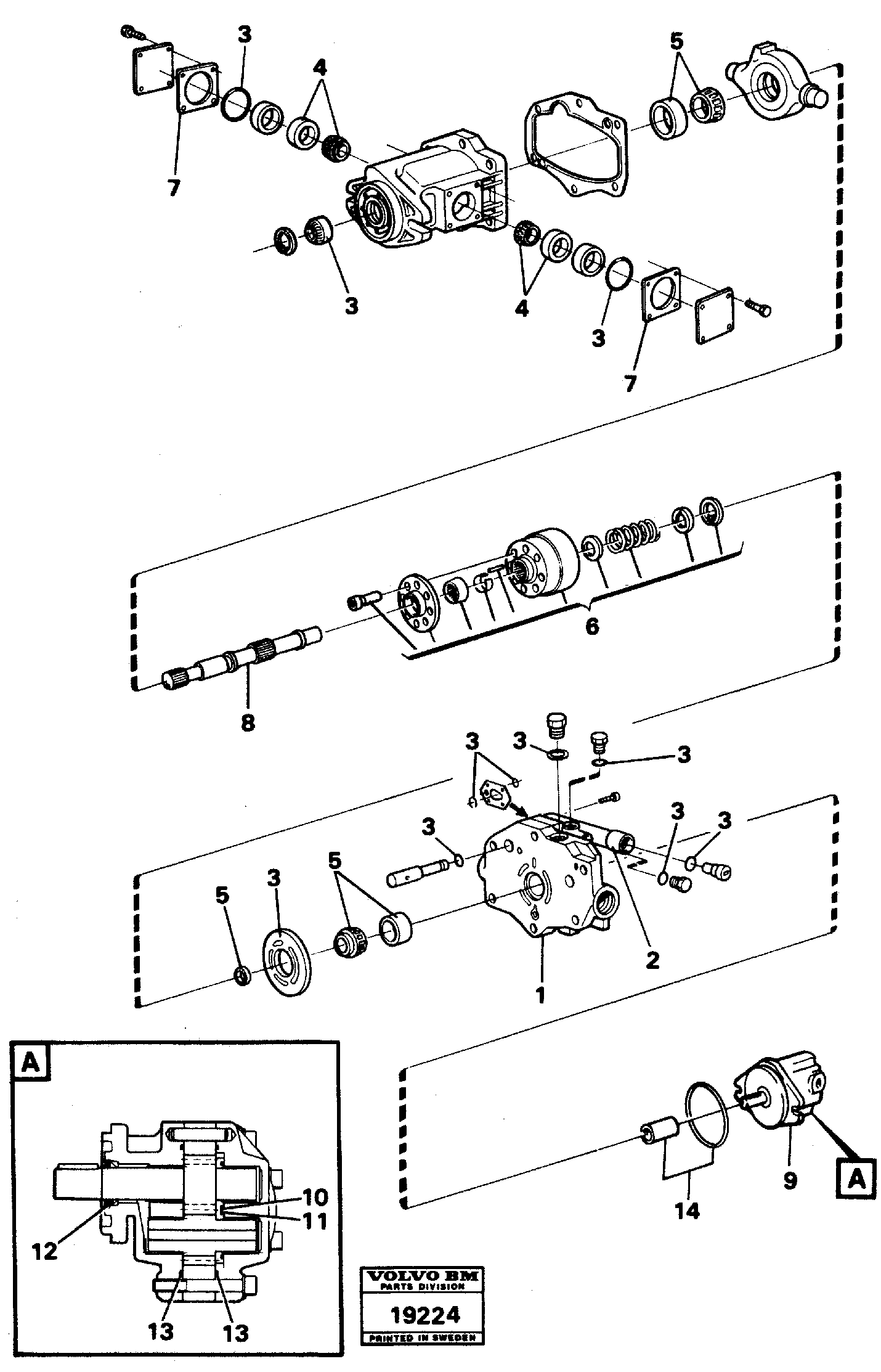 Схема запчастей Volvo L70 - 11366 Гидронасос (основной насос) L70 L70 S/N -7400/ -60500 USA