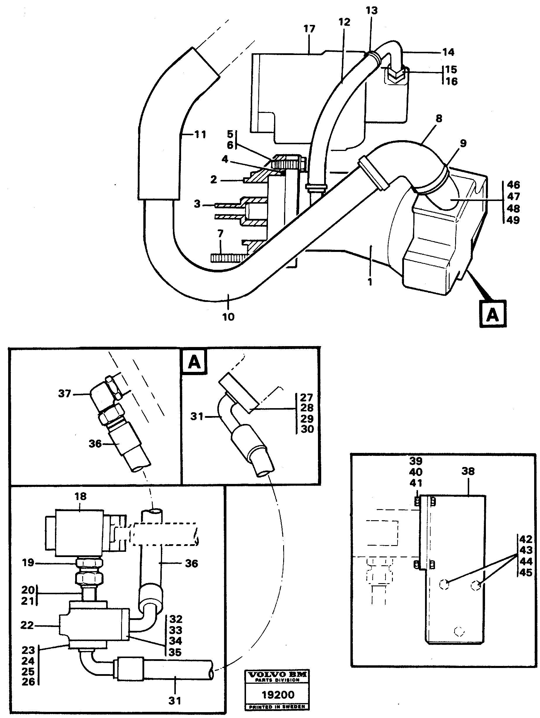 Схема запчастей Volvo L70 - 94449 Hydraulic system, rear 5:th, 6:th function L70 L70 S/N -7400/ -60500 USA