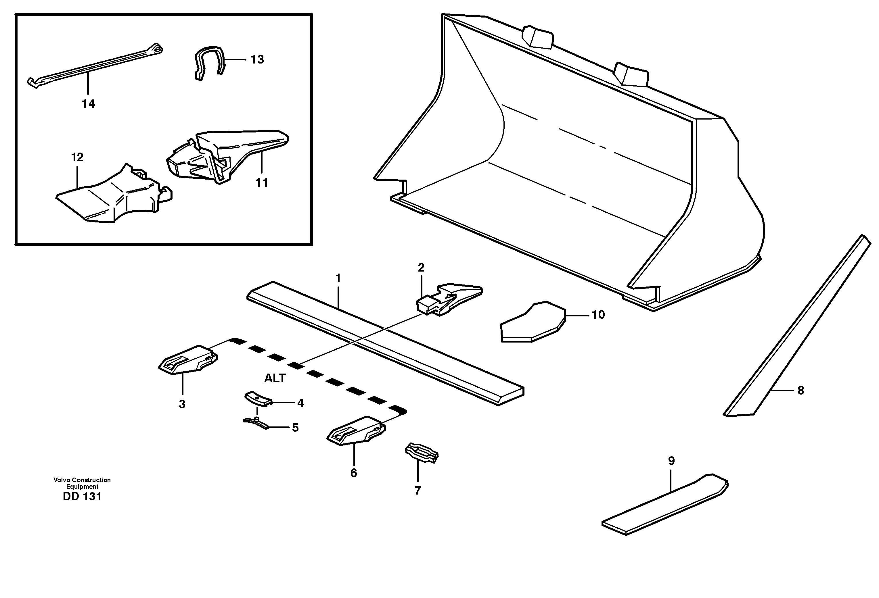 Схема запчастей Volvo L70 - 20117 Bucket, straight with teeth ATTACHMENTS ATTACHMENTS WHEEL LOADERS GEN. - C
