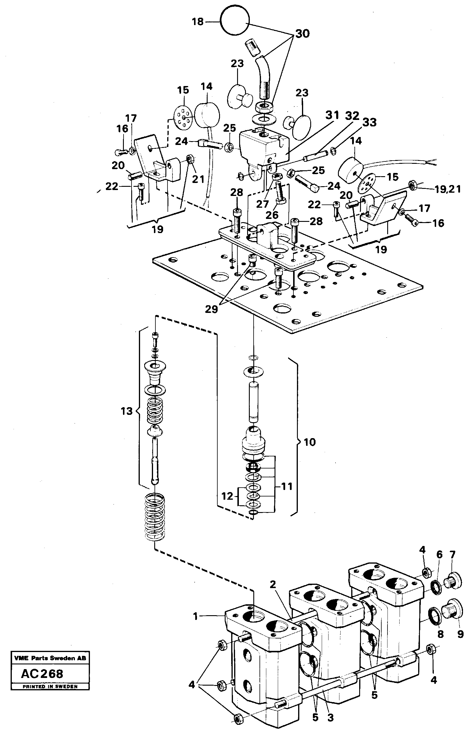 Схема запчастей Volvo L70 - 96515 Servo-system servo valve L70 L70 S/N 7401- / 60501- USA