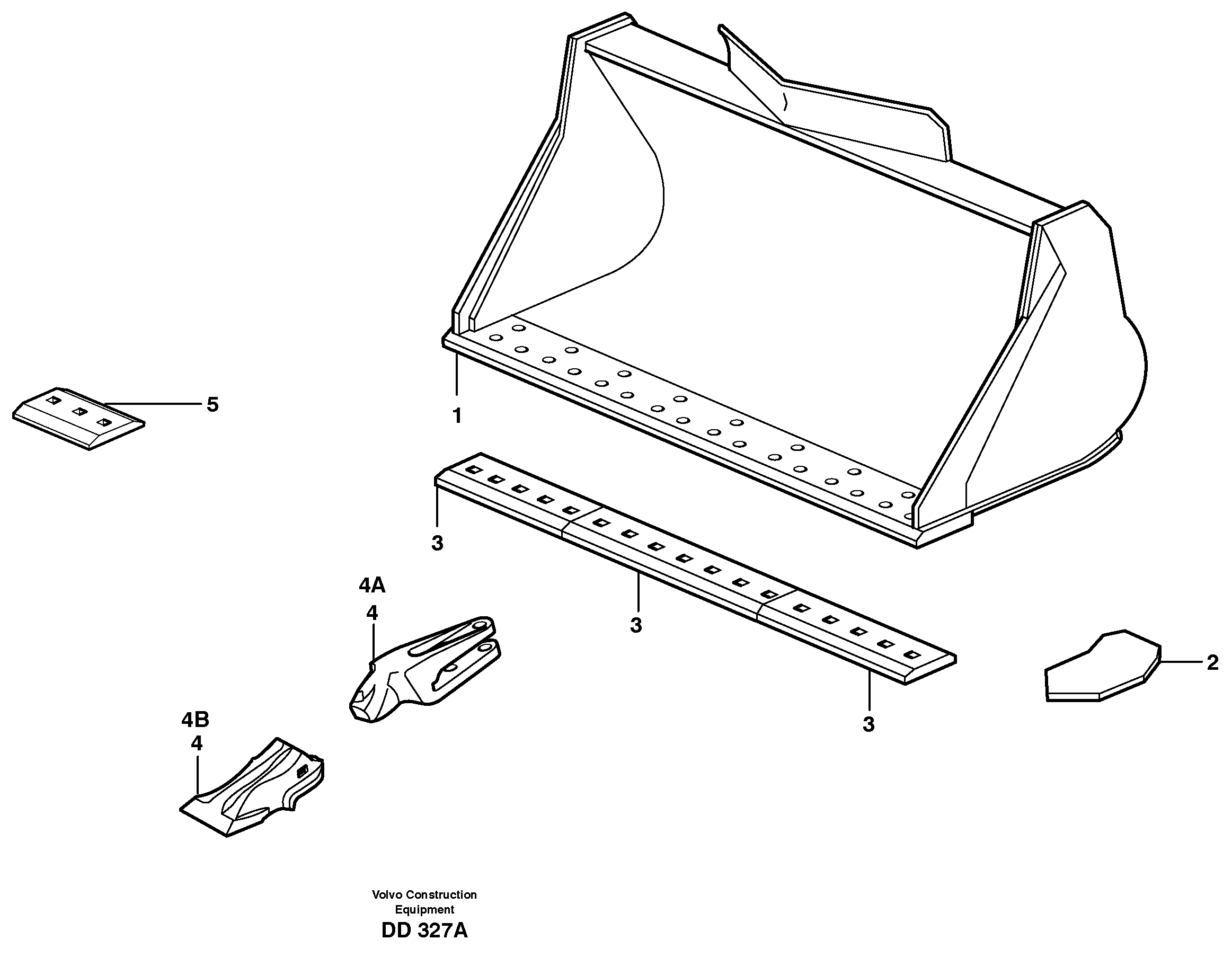 Схема запчастей Volvo L70 - 24053 Bucket, straight lip, alt. edge savers or teeth ATTACHMENTS ATTACHMENTS WHEEL LOADERS GEN. - C