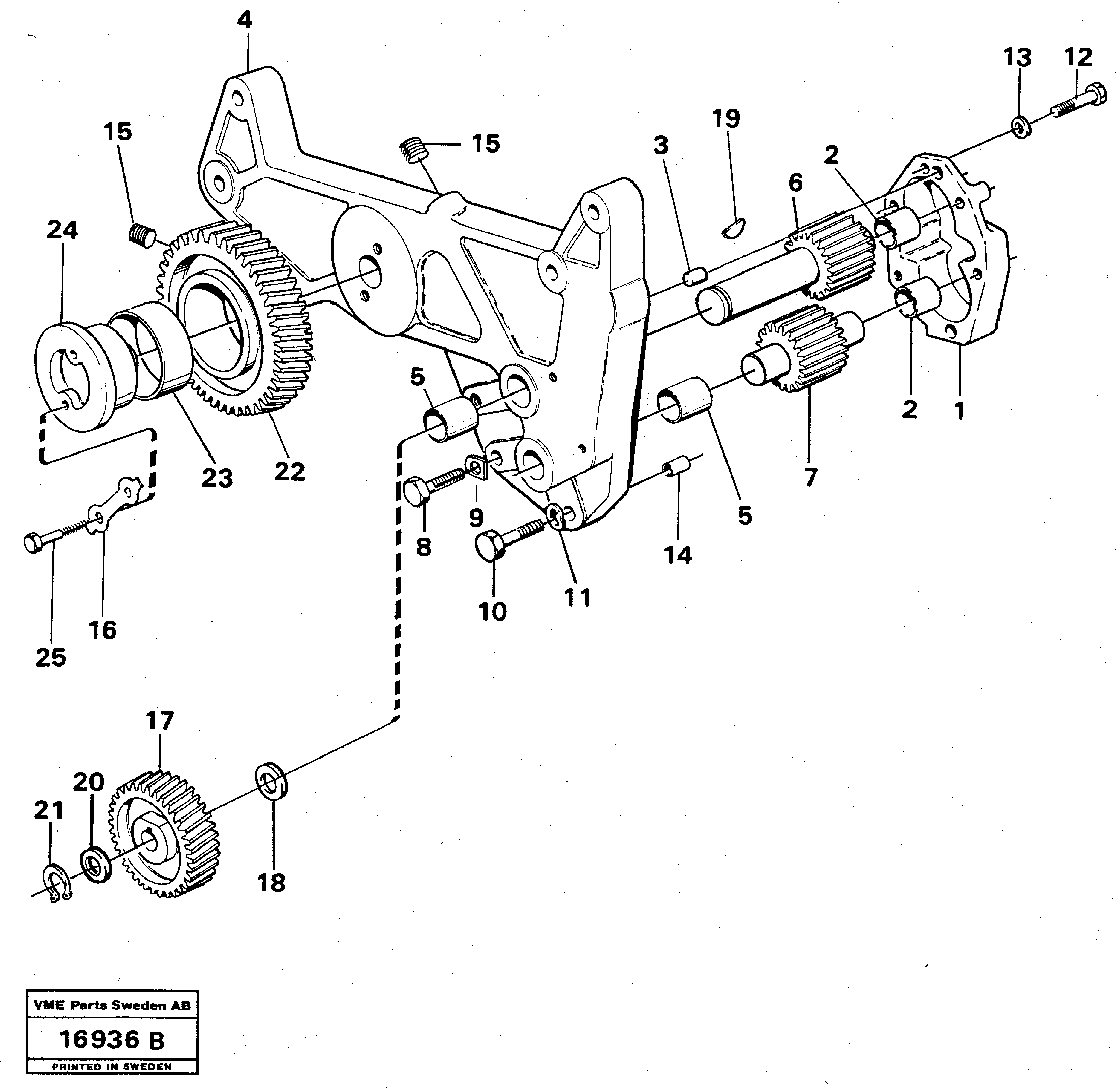 Схема запчастей Volvo L70 - 16624 Насос масляный L70 L70 S/N -7400/ -60500 USA