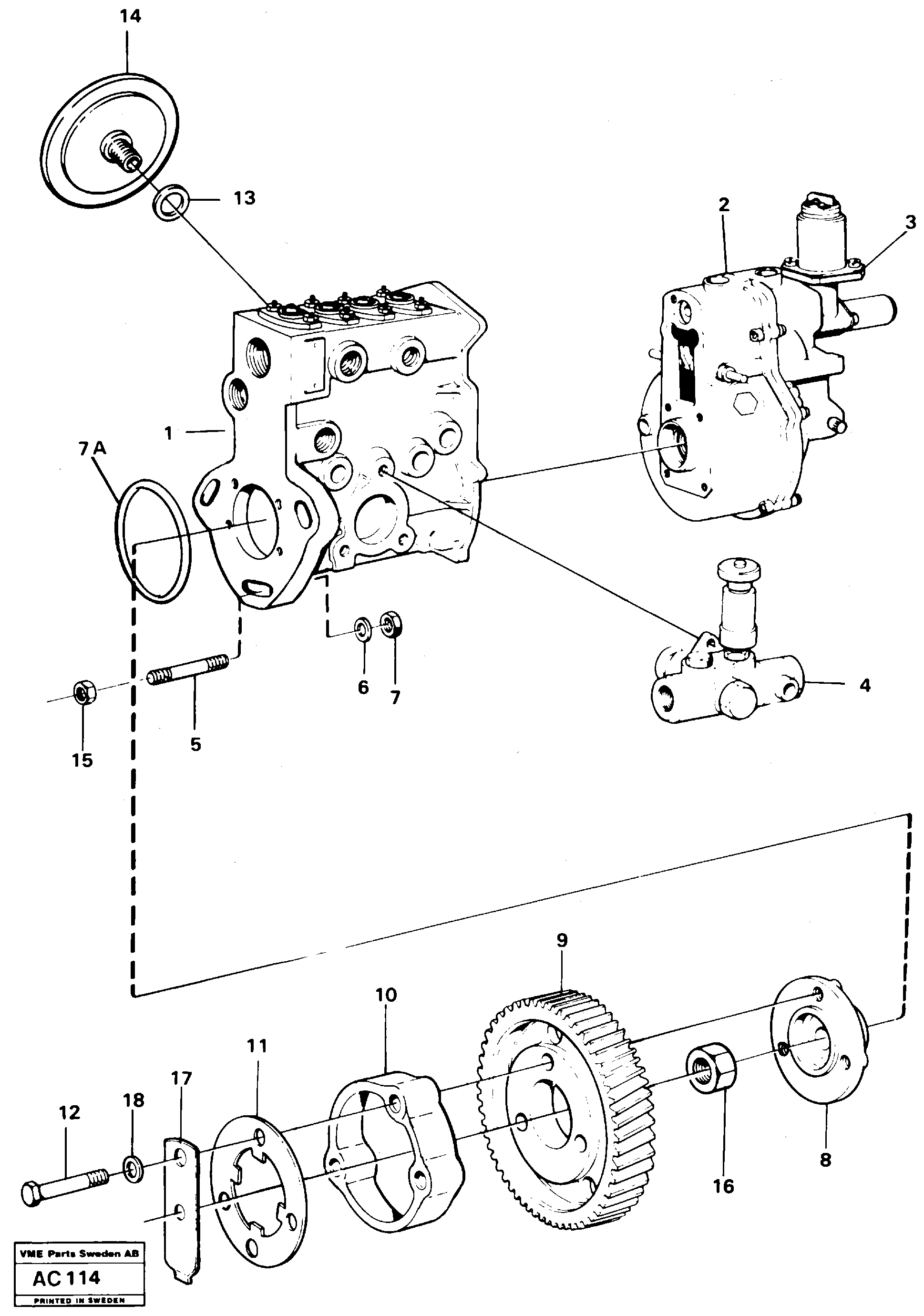 Схема запчастей Volvo L70 - 5021 Fuel injection pump with fitting parts L70 L70 S/N 7401- / 60501- USA