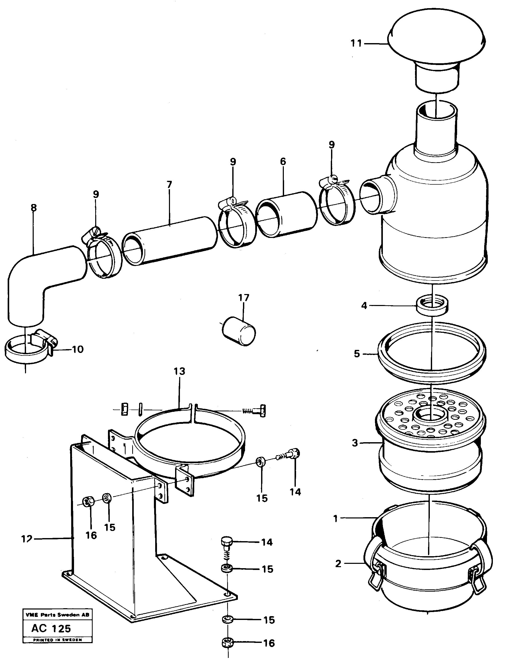 Схема запчастей Volvo L70 - 10274 Oil bath filter L70 L70 S/N 7401- / 60501- USA