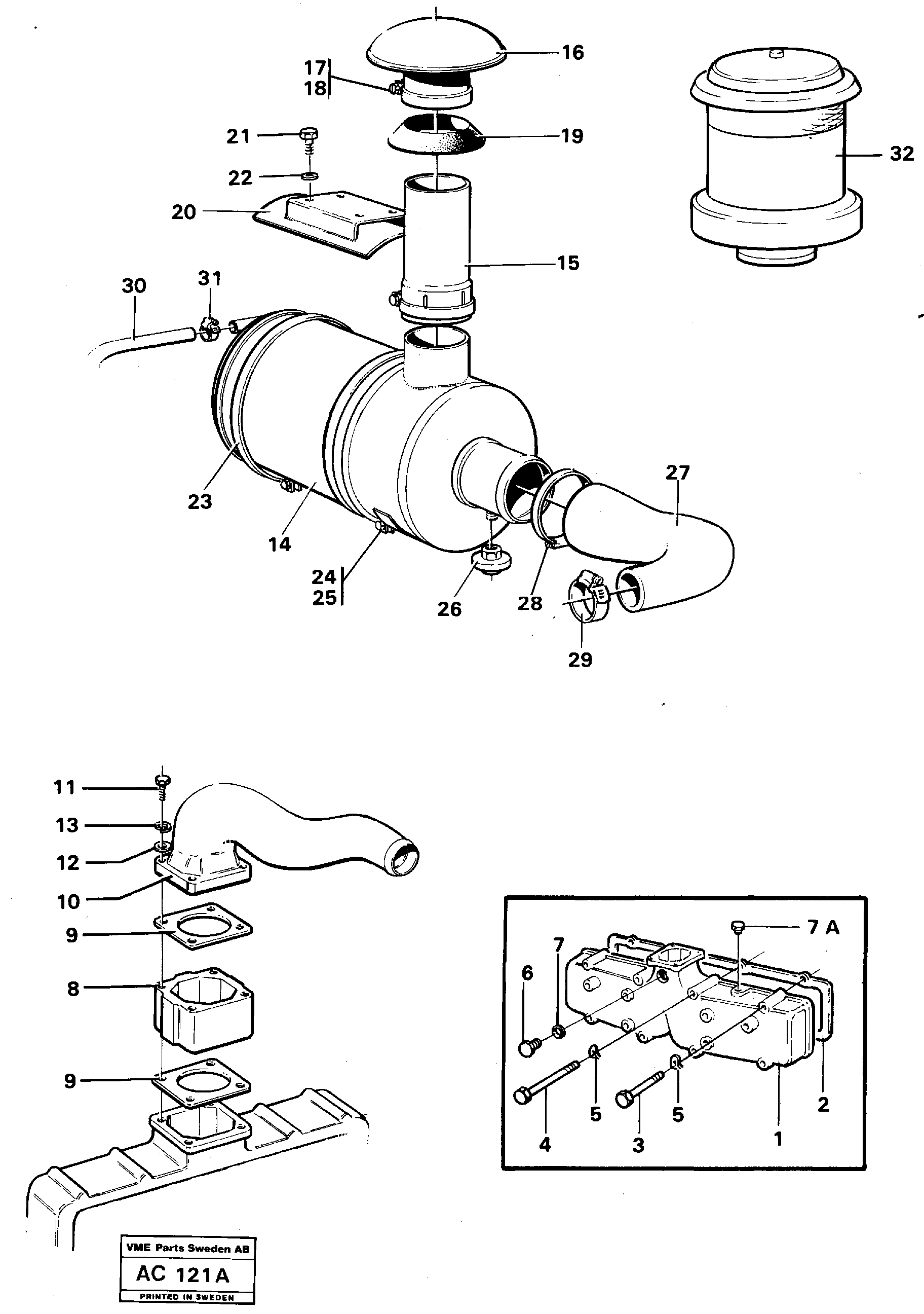 Схема запчастей Volvo L70 - 56335 Inlet system, Std L70 L70 S/N 7401- / 60501- USA