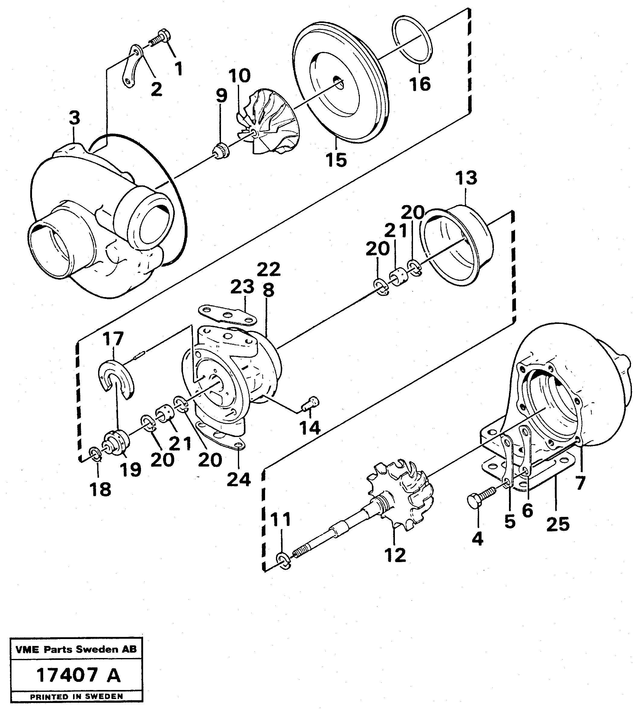 Схема запчастей Volvo L70 - 19311 Турбокомпрессор (турбина) L70 L70 S/N -7400/ -60500 USA