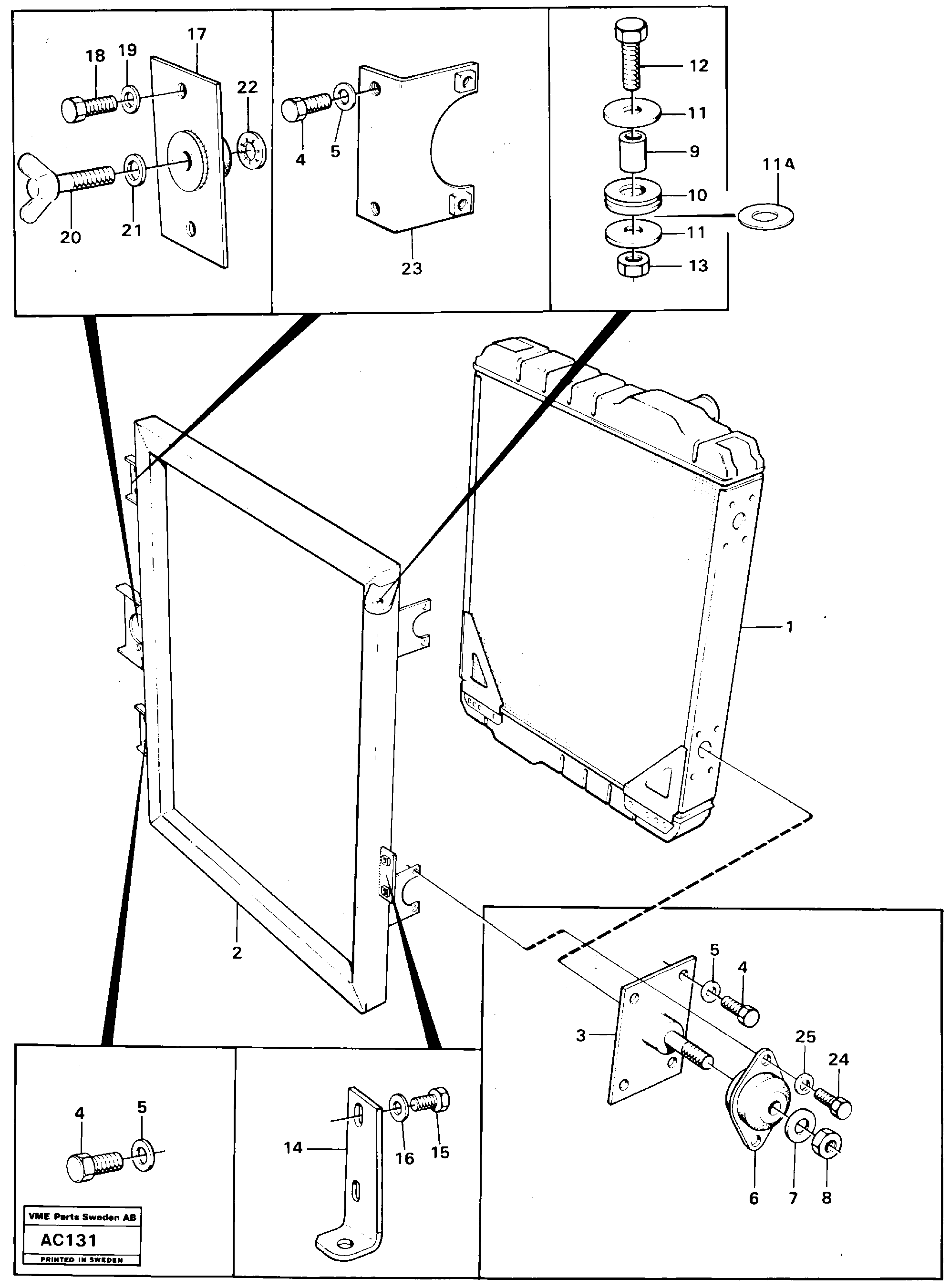 Схема запчастей Volvo L70 - 21644 Radiator with fitting parts L70 L70 S/N 7401- / 60501- USA