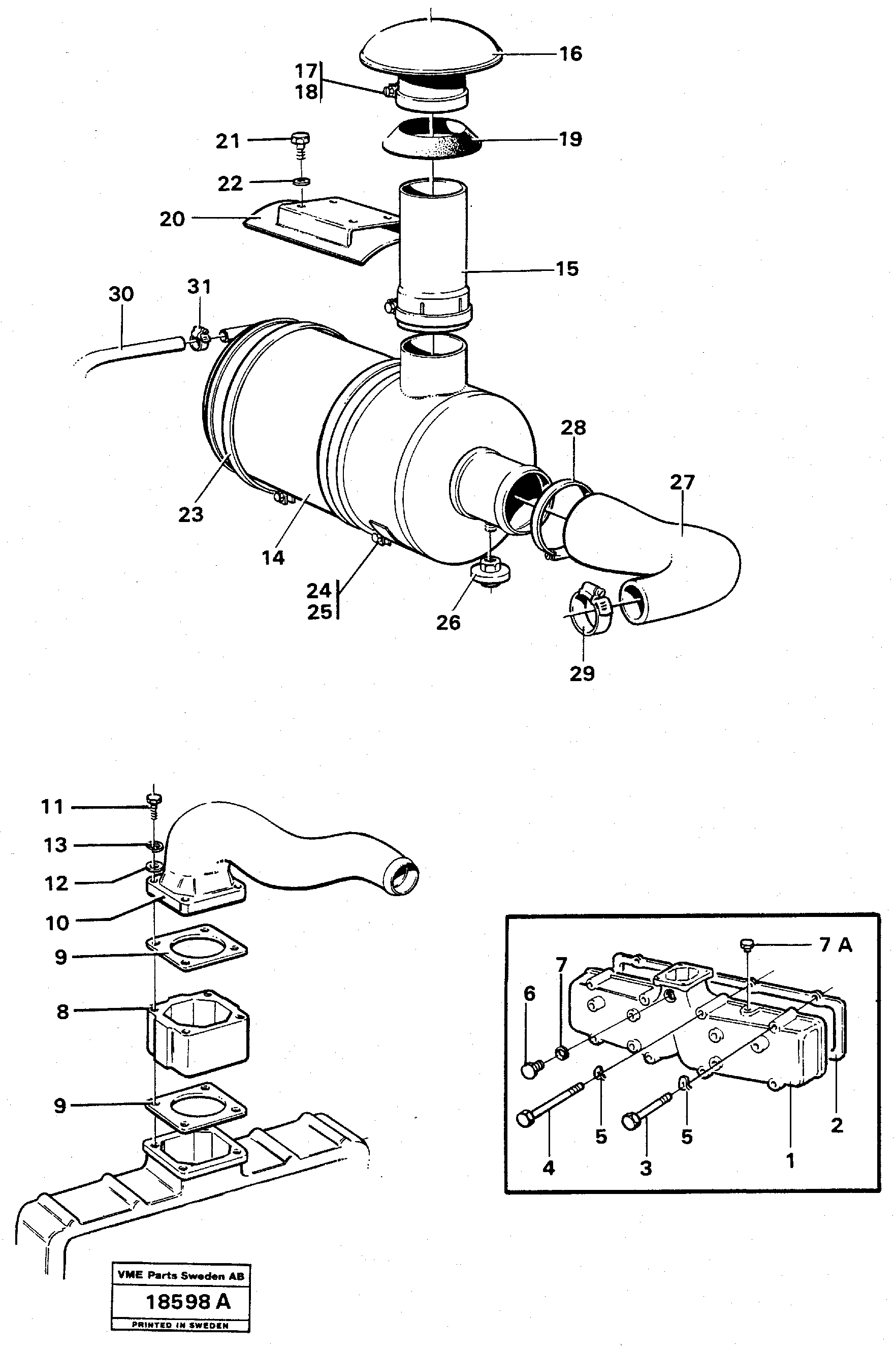 Схема запчастей Volvo L70 - 2866 Inlet system L70 L70 S/N -7400/ -60500 USA