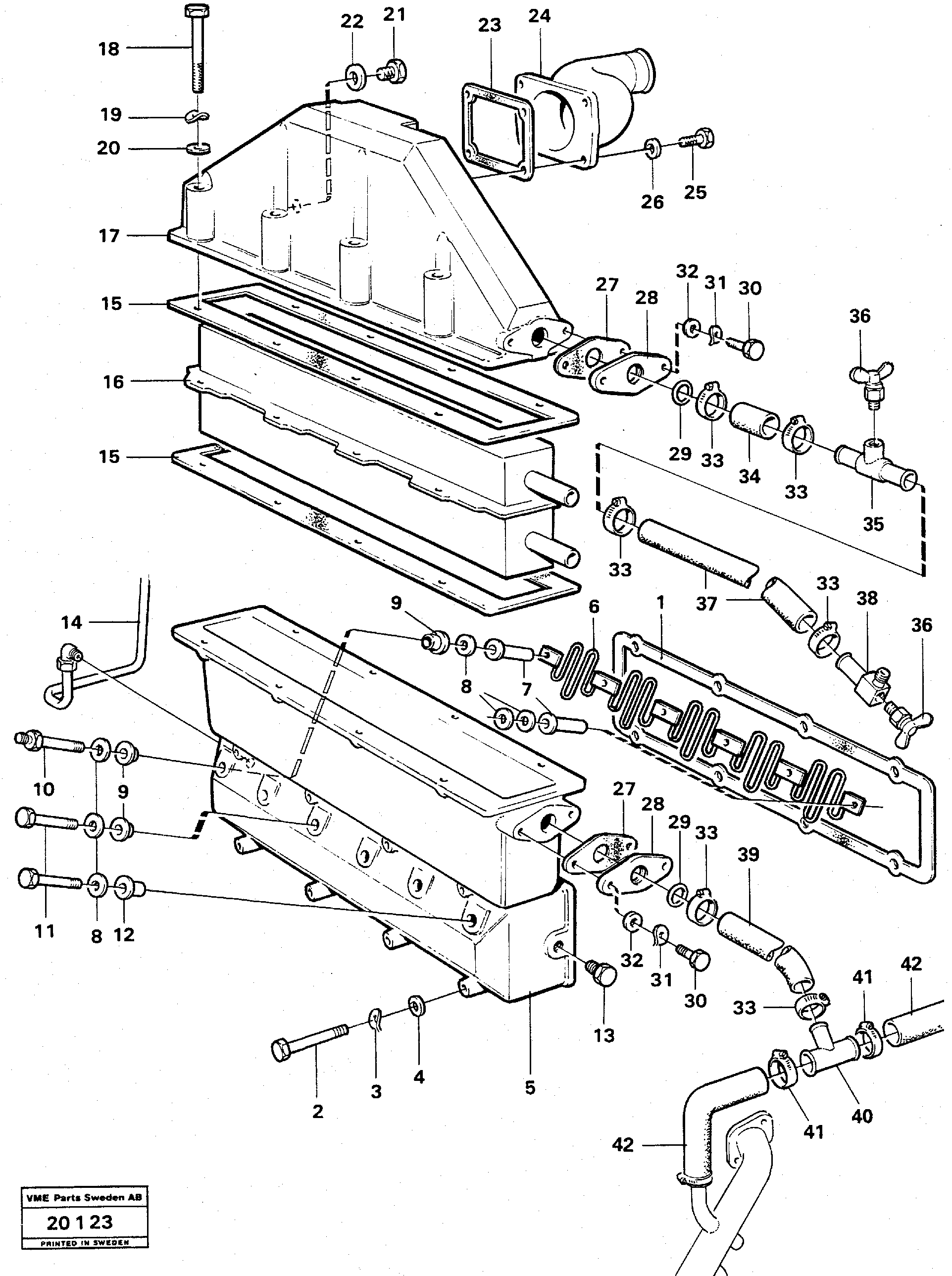 Схема запчастей Volvo L70 - 85906 Intercooler 90823,91259,91260 L70 L70 S/N -7400/ -60500 USA