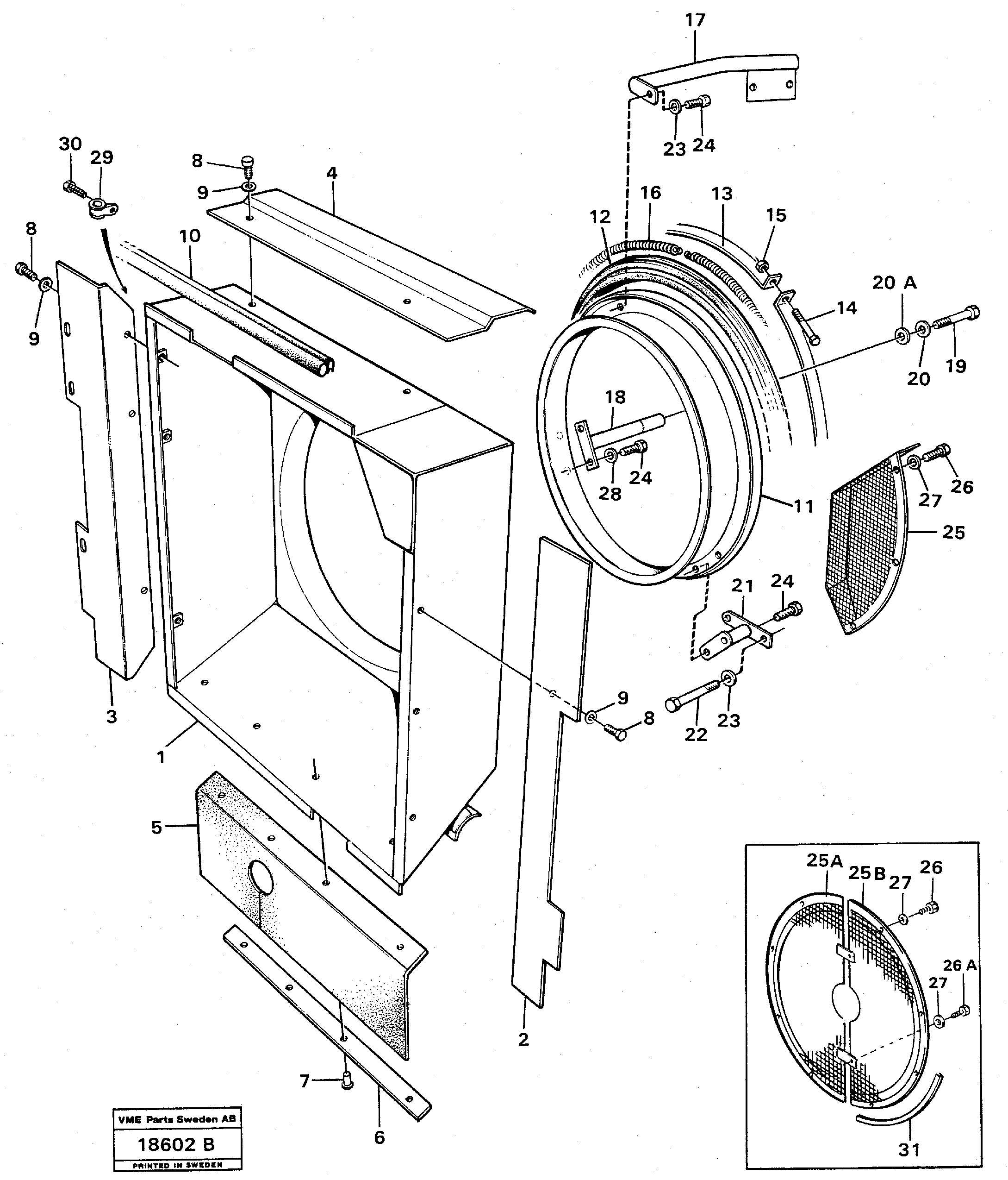 Схема запчастей Volvo L70 - 11594 Fan shroud with fitting parts L70 L70 S/N -7400/ -60500 USA