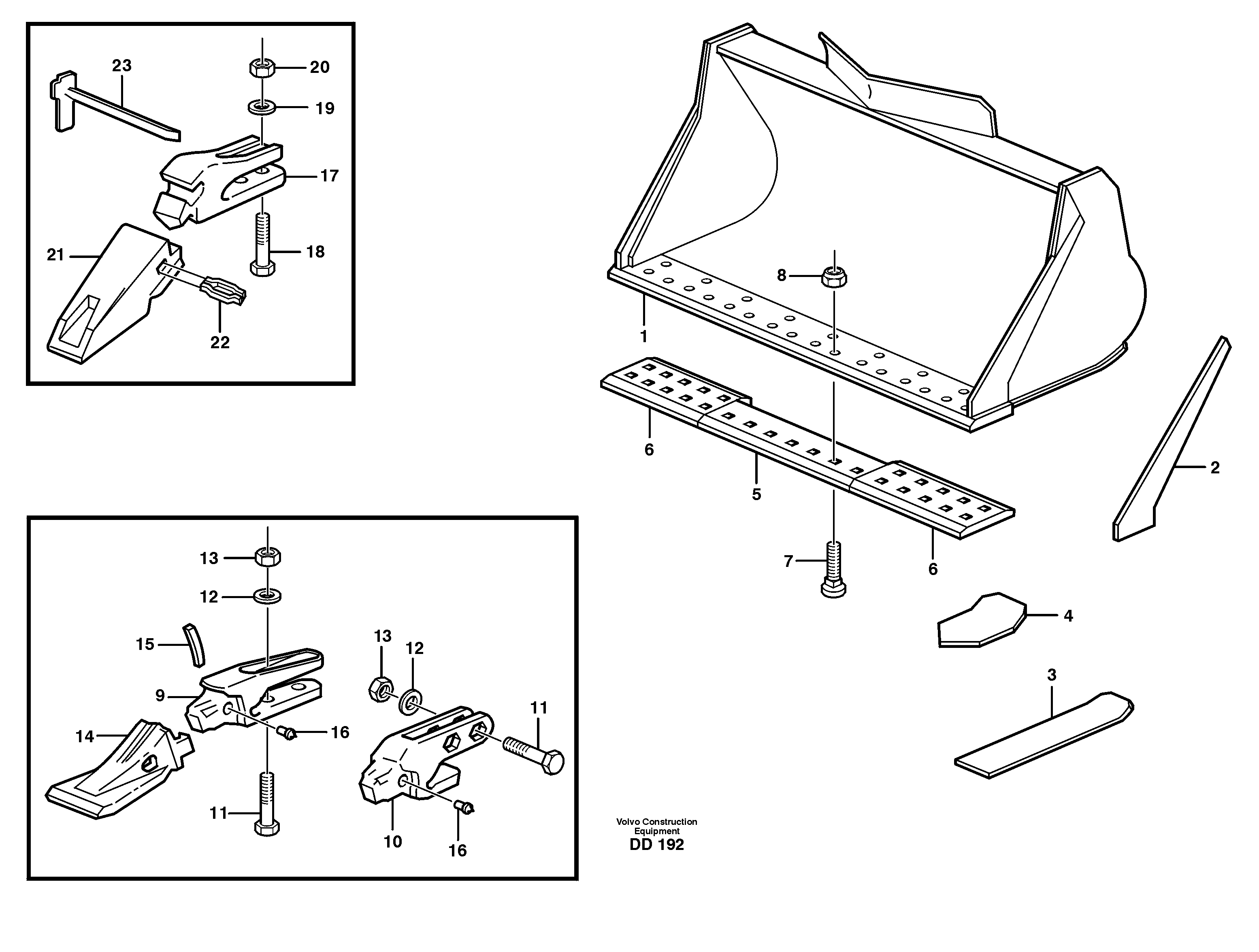 Схема запчастей Volvo L70 - 79383 Bucket, straight lip, alt. edge savers or teeth ATTACHMENTS ATTACHMENTS WHEEL LOADERS GEN. - C