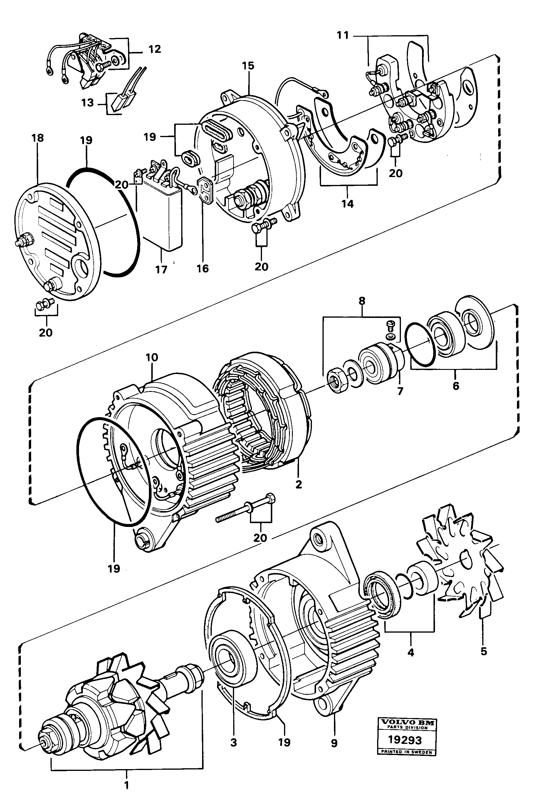 Схема запчастей Volvo L70 - 1713 Alternator L70 L70 S/N -7400/ -60500 USA