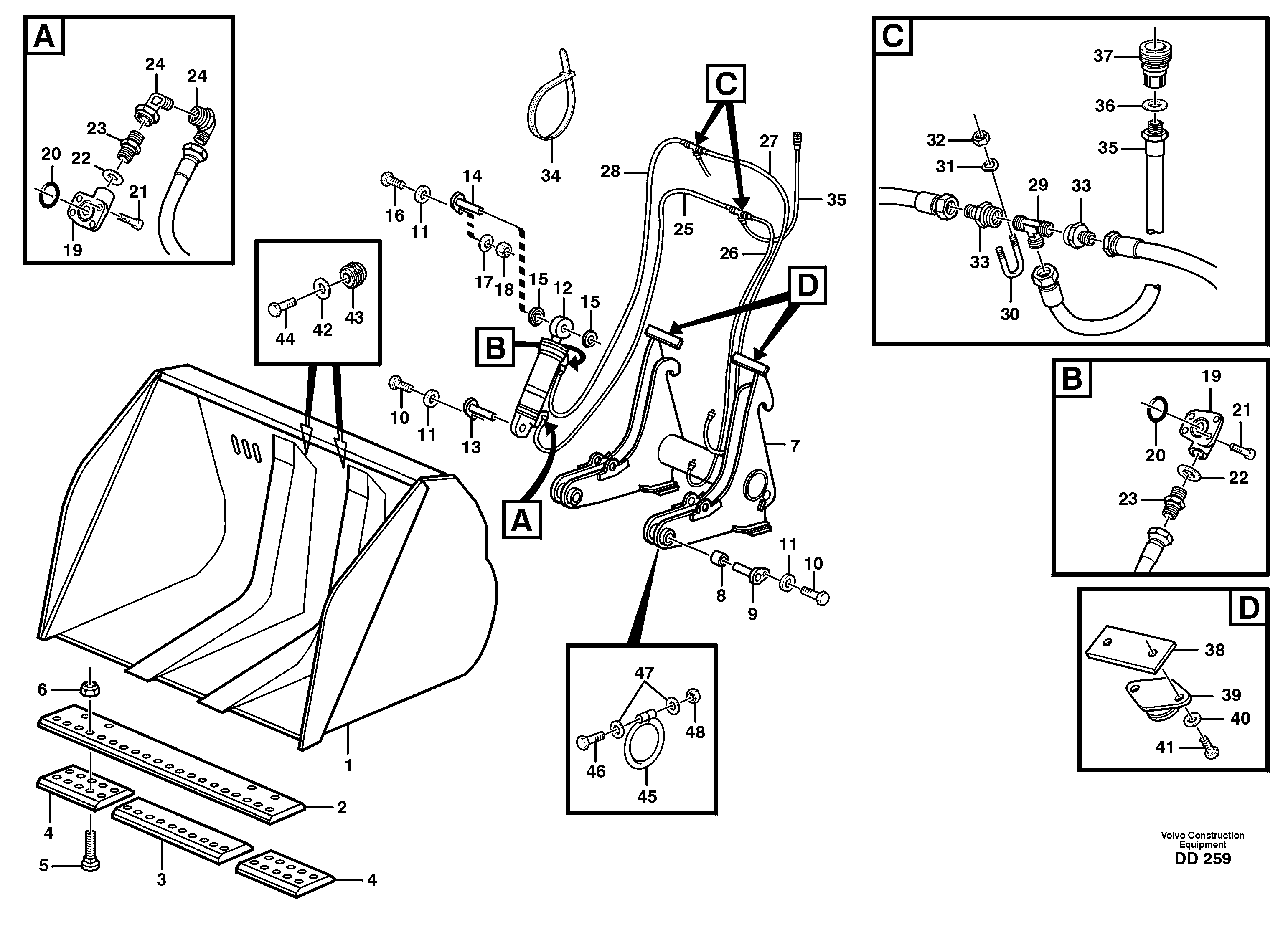 Схема запчастей Volvo L70 - 24764 High-tipping bucket ATTACHMENTS ATTACHMENTS WHEEL LOADERS GEN. - C
