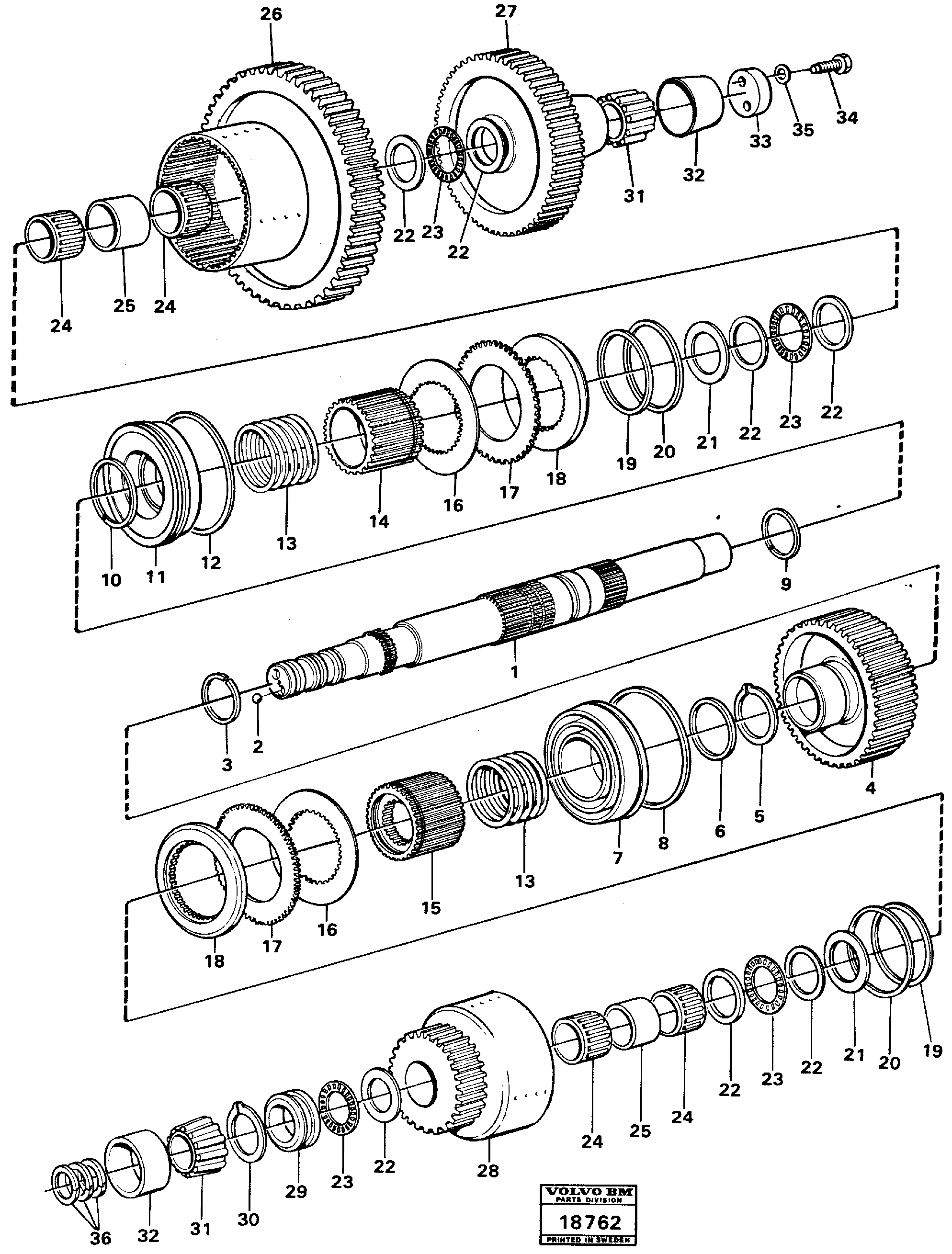 Схема запчастей Volvo L70 - 28296 Hydraulic clutch, rear/4:th speeds L70 L70 S/N -7400/ -60500 USA