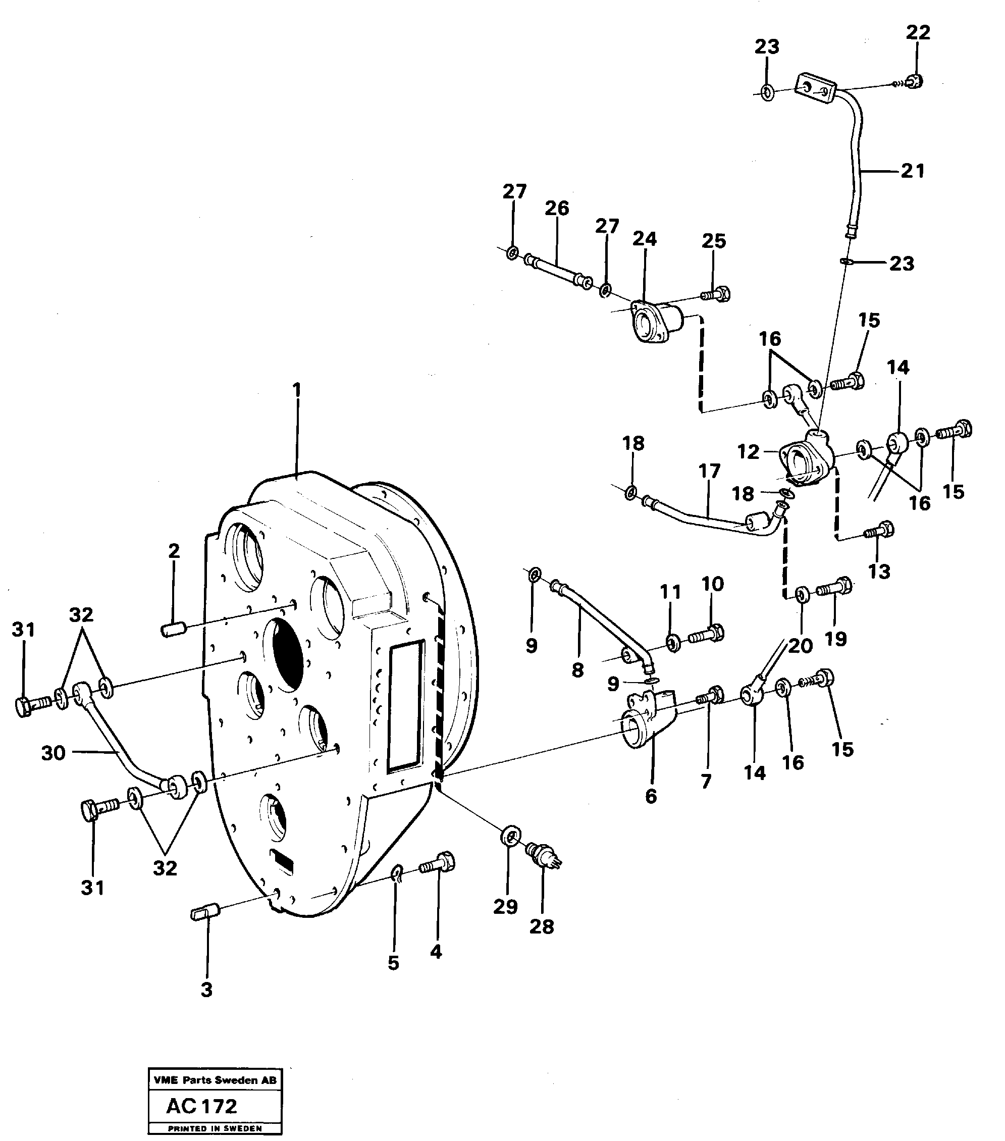 Схема запчастей Volvo L70 - 41217 Converter housing with fitting parts L70 L70 S/N 7401- / 60501- USA