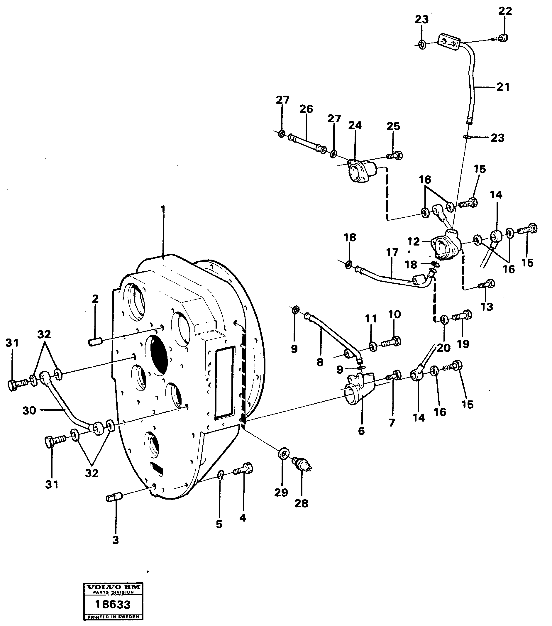 Схема запчастей Volvo L70 - 40654 Converter housing with fitting parts L70 L70 S/N -7400/ -60500 USA