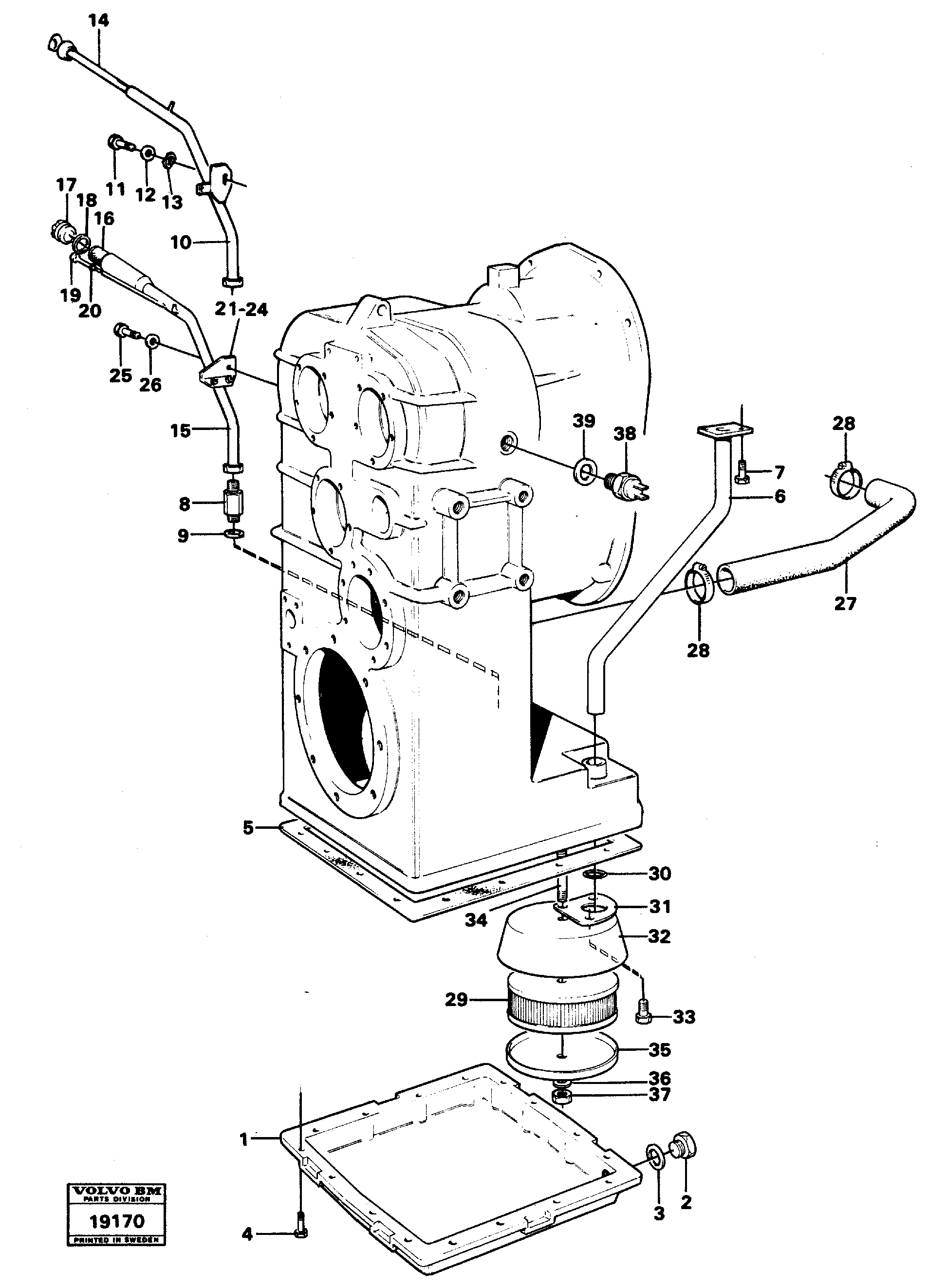 Схема запчастей Volvo L70 - 82651 Clutch housing with fitting parts L70 L70 S/N -7400/ -60500 USA