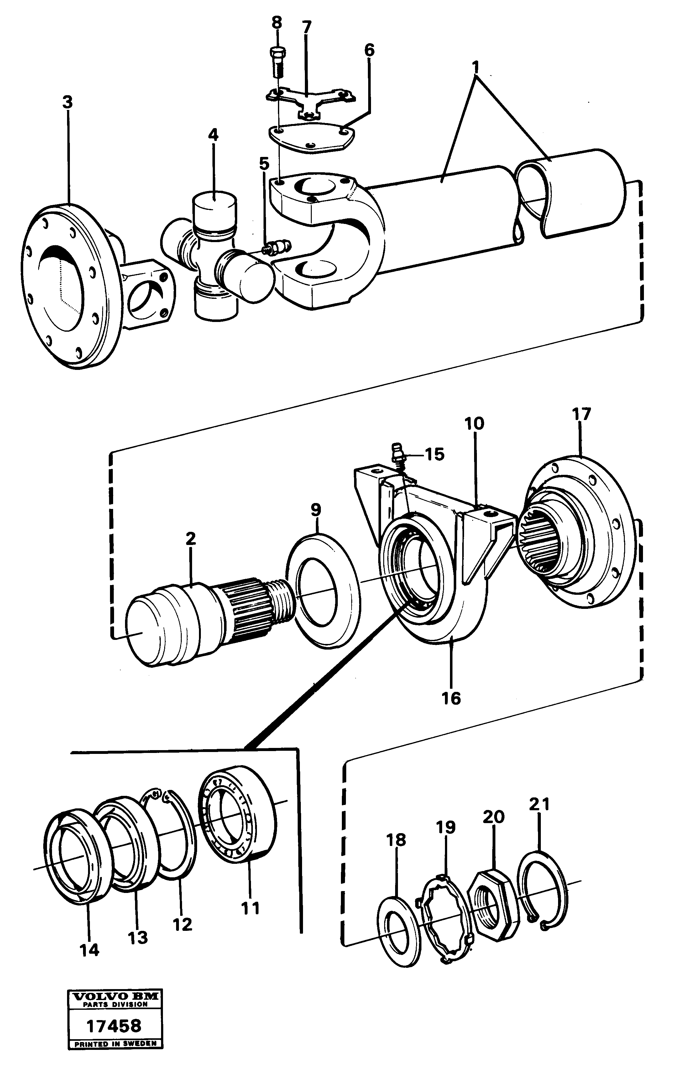 Схема запчастей Volvo L70 - 23641 Power shaft front L70 L70 S/N -7400/ -60500 USA