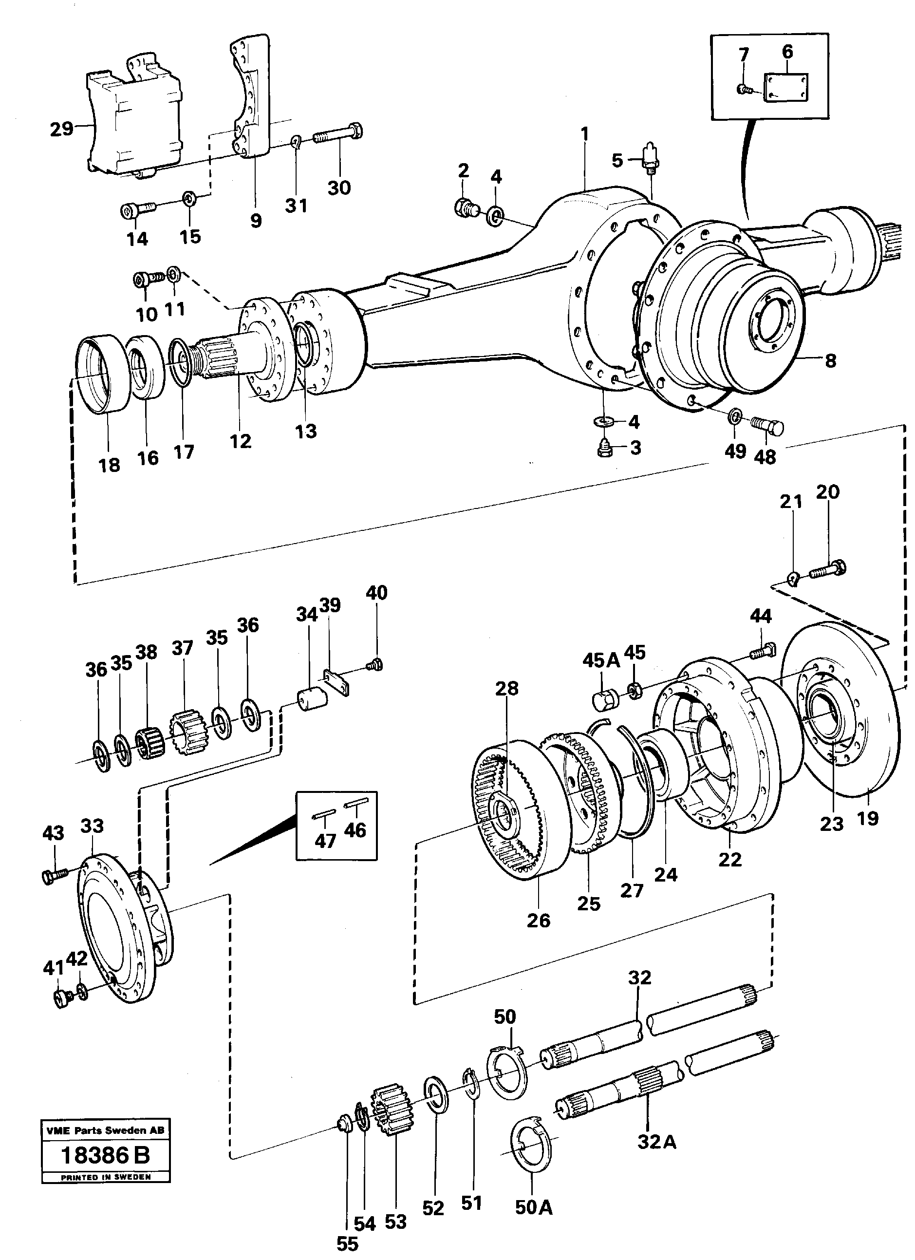 Схема запчастей Volvo L70 - 61909 Planetary axle L70 L70 S/N -7400/ -60500 USA