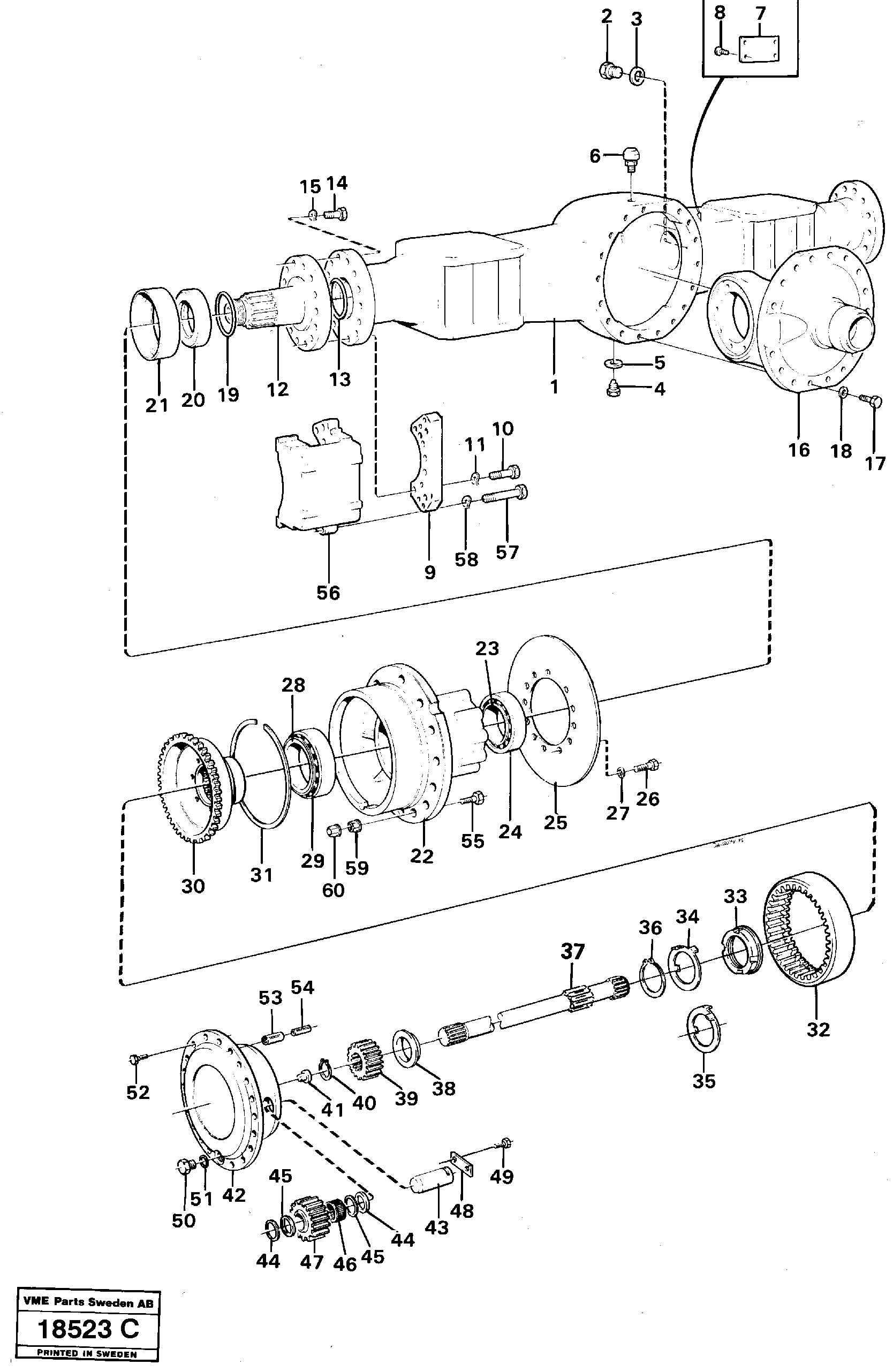 Схема запчастей Volvo L70 - 61910 Drive shaft, rear L70 L70 S/N -7400/ -60500 USA
