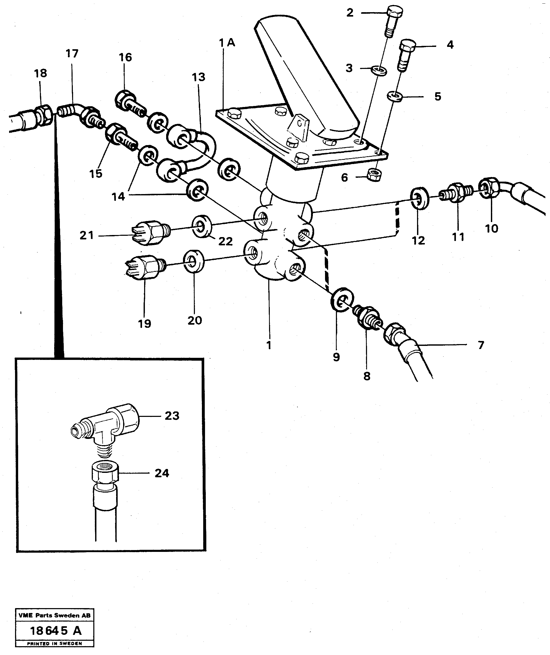 Схема запчастей Volvo L70 - 22635 Footbrake valve with mountings L70 L70 S/N -7400/ -60500 USA