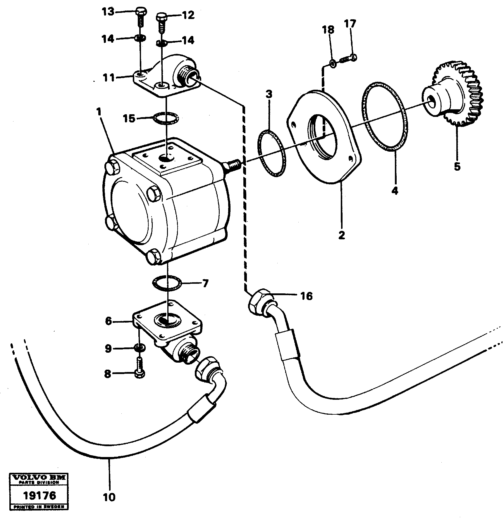 Схема запчастей Volvo L70 - 23221 Pump with fitting parts L70 L70 S/N -7400/ -60500 USA