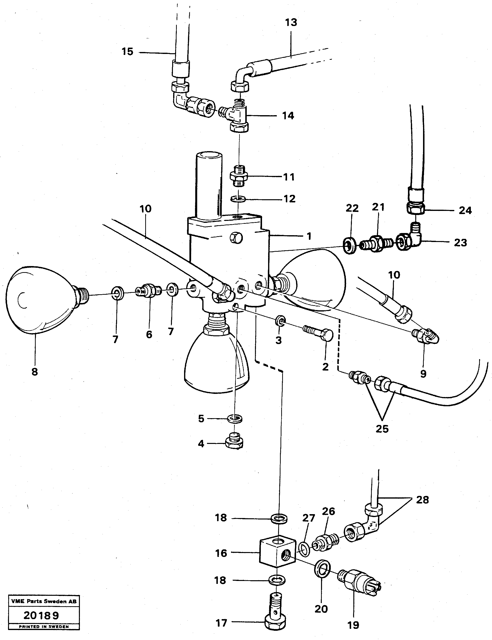 Схема запчастей Volvo L70 - 2877 Relief valve with fitting parts L70 L70 S/N -7400/ -60500 USA