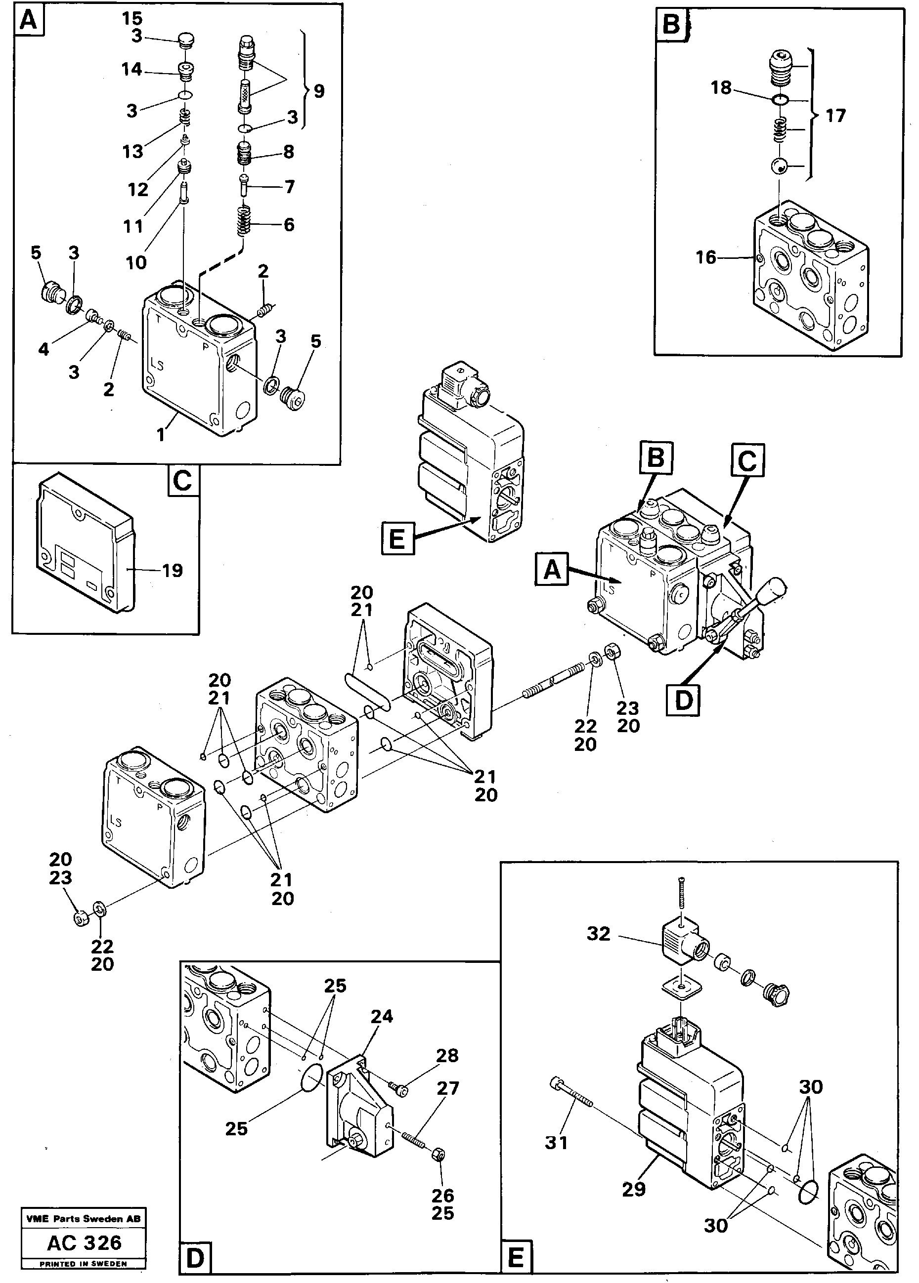 Схема запчастей Volvo L70 - 102810 Valves L70 L70 S/N 7401- / 60501- USA