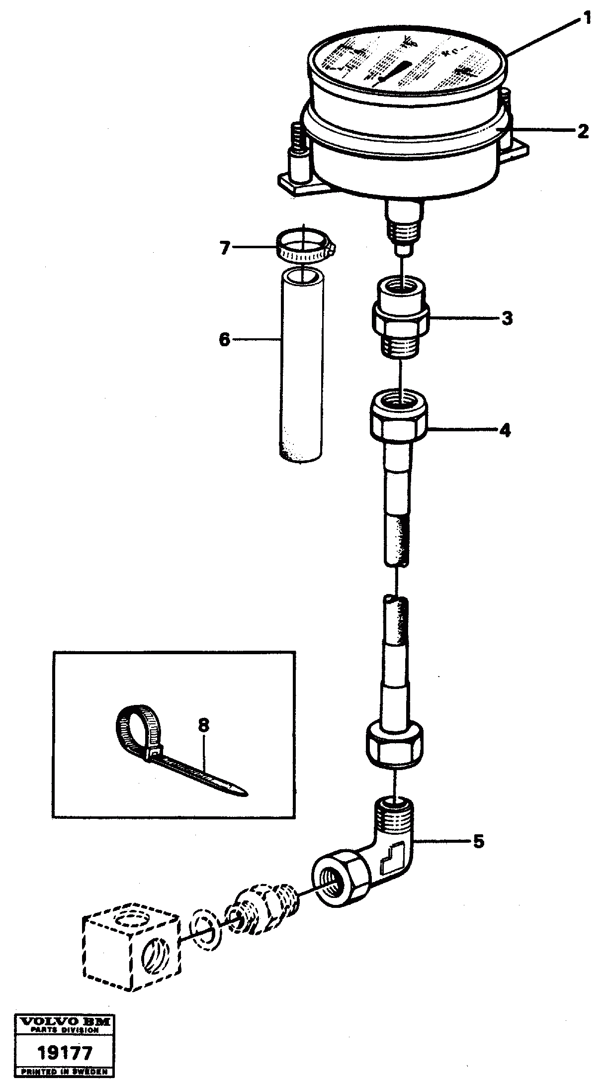 Схема запчастей Volvo L70 - 75963 Manometer with fitting parts L70 L70 S/N -7400/ -60500 USA