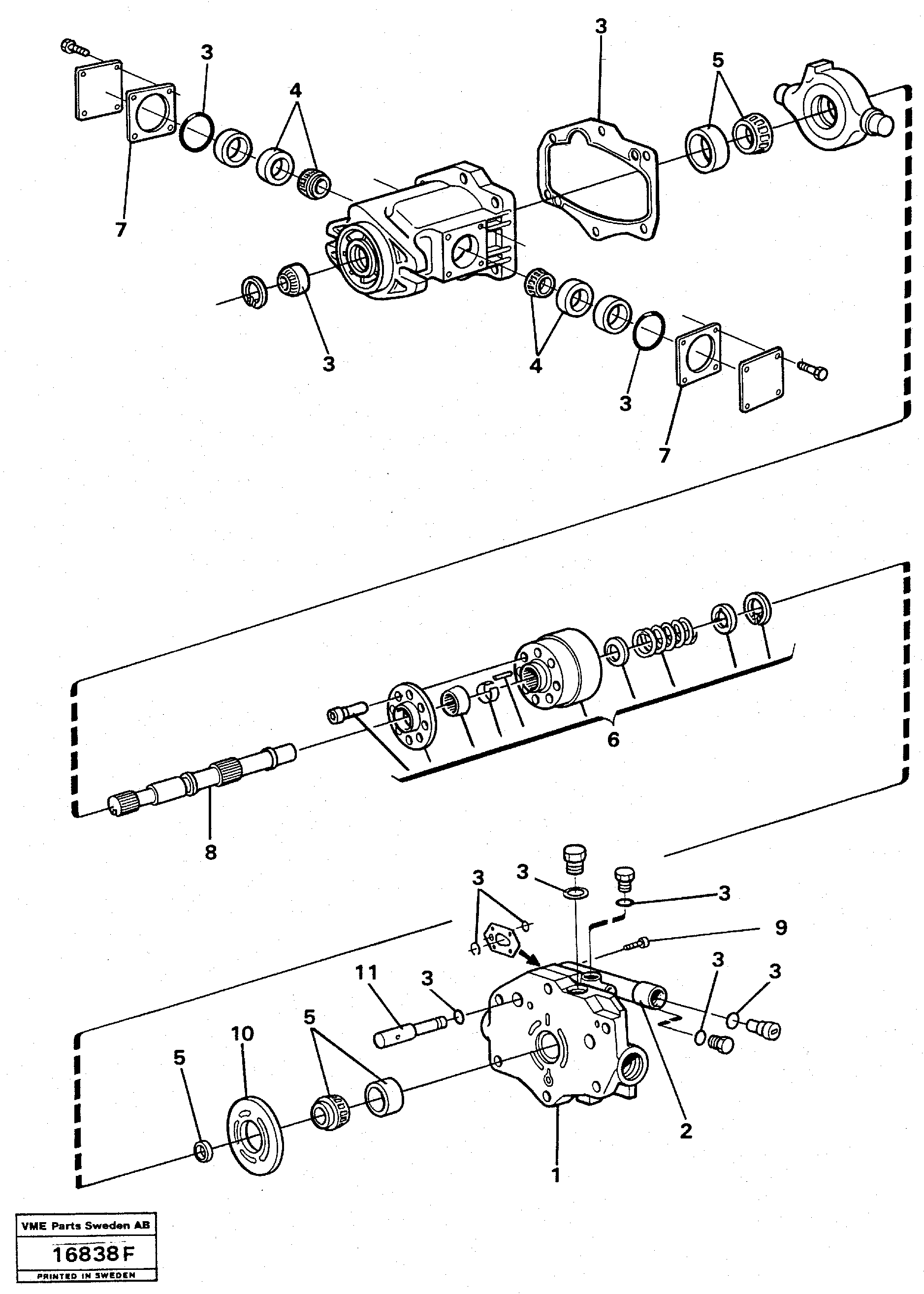 Схема запчастей Volvo L70 - 58185 Piston pump L70 L70 S/N -7400/ -60500 USA