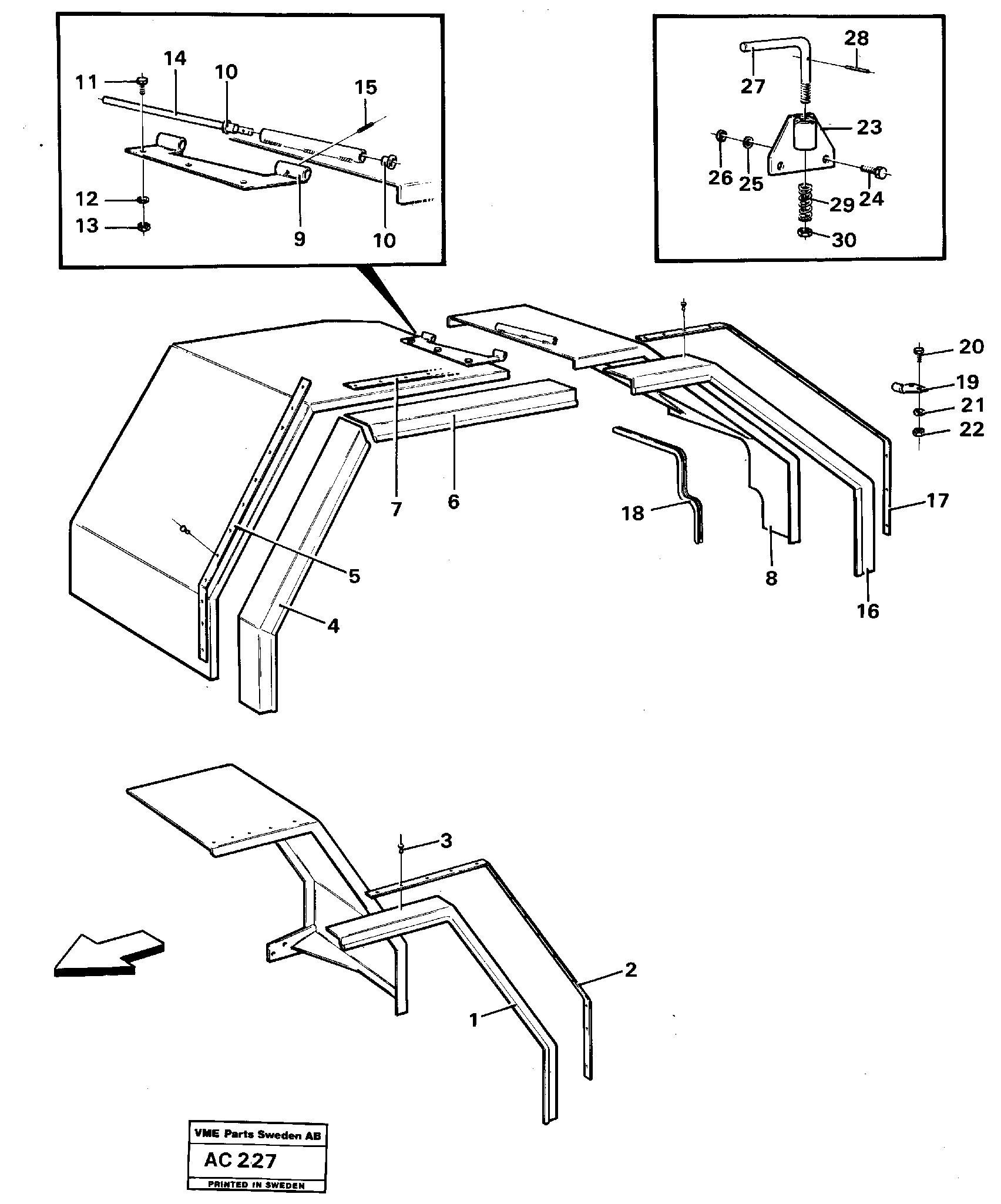 Схема запчастей Volvo L70 - 24668 Front and rear mudguards L70 L70 S/N 7401- / 60501- USA