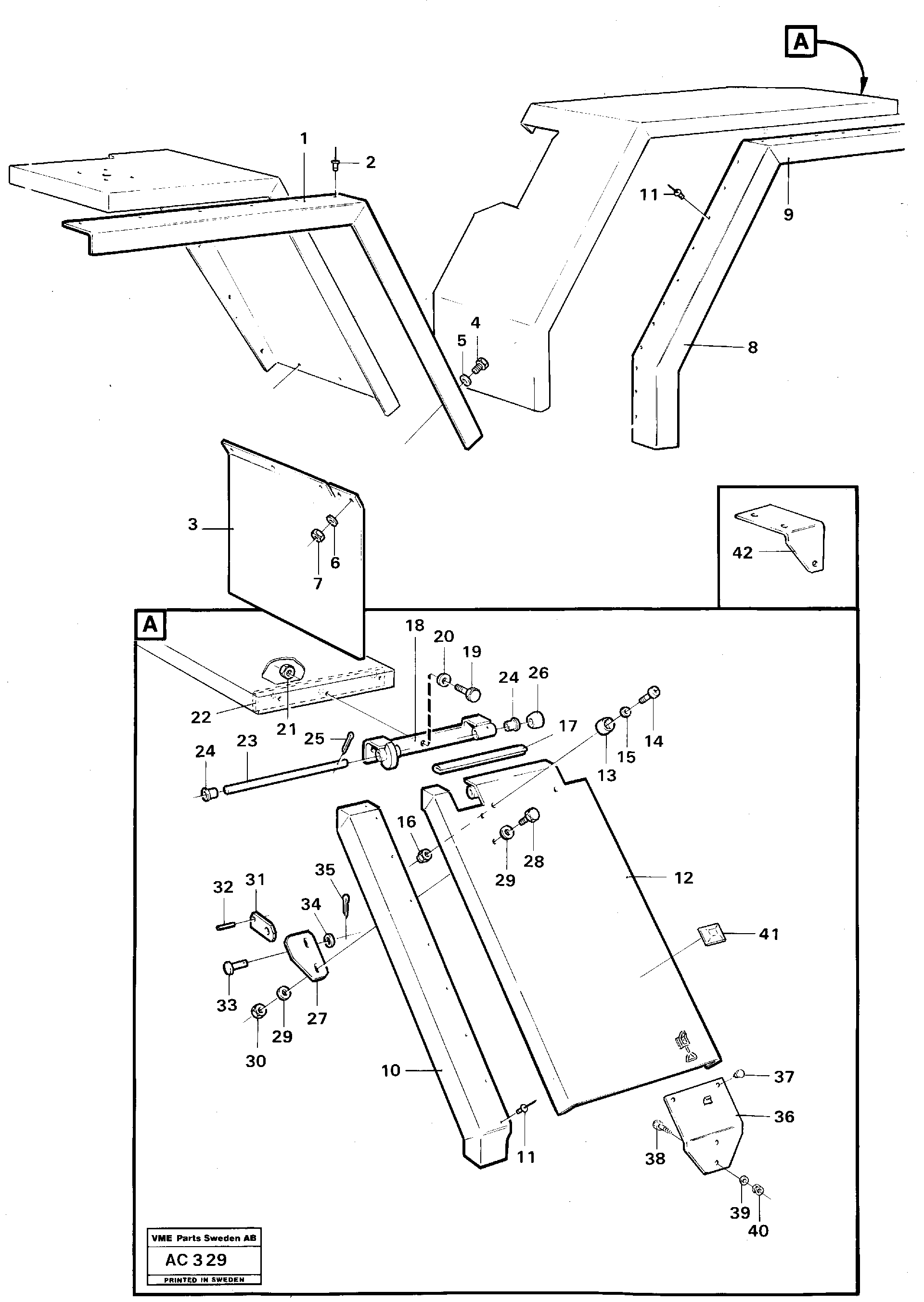 Схема запчастей Volvo L70 - 41218 Front and rear mudguards L70 L70 S/N 7401- / 60501- USA