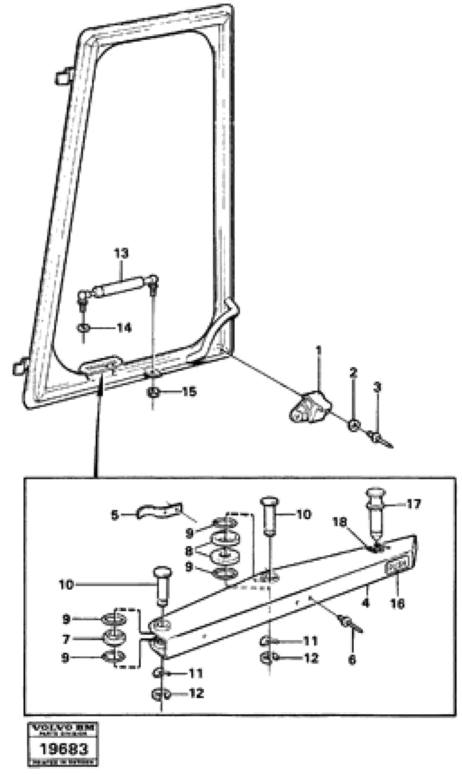 Схема запчастей Volvo L70 - 3743 Lock and handle L70 L70 S/N -7400/ -60500 USA